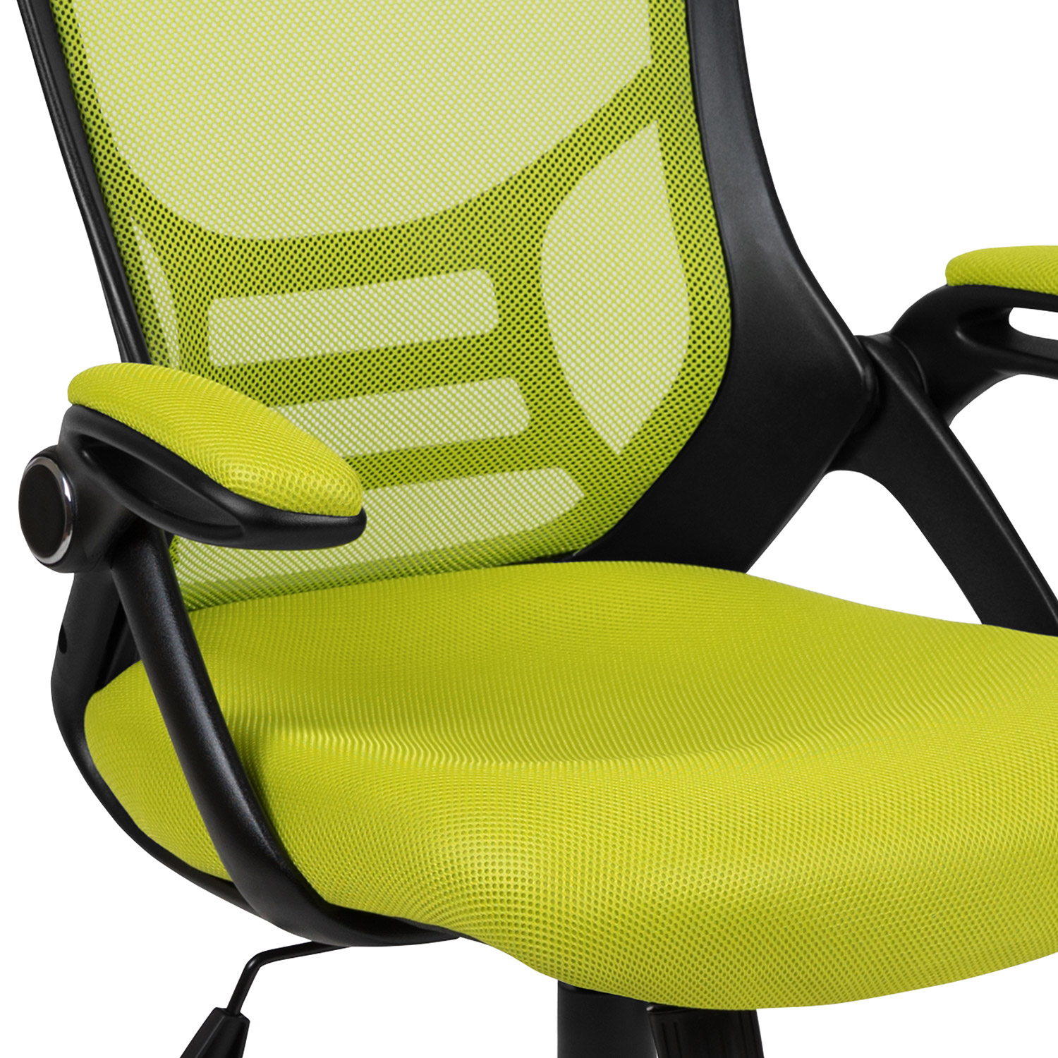 BLNK Porter High-Back Mesh Ergonomic Swivel Office Chair with Black Frame and Flip-up Arms - Green