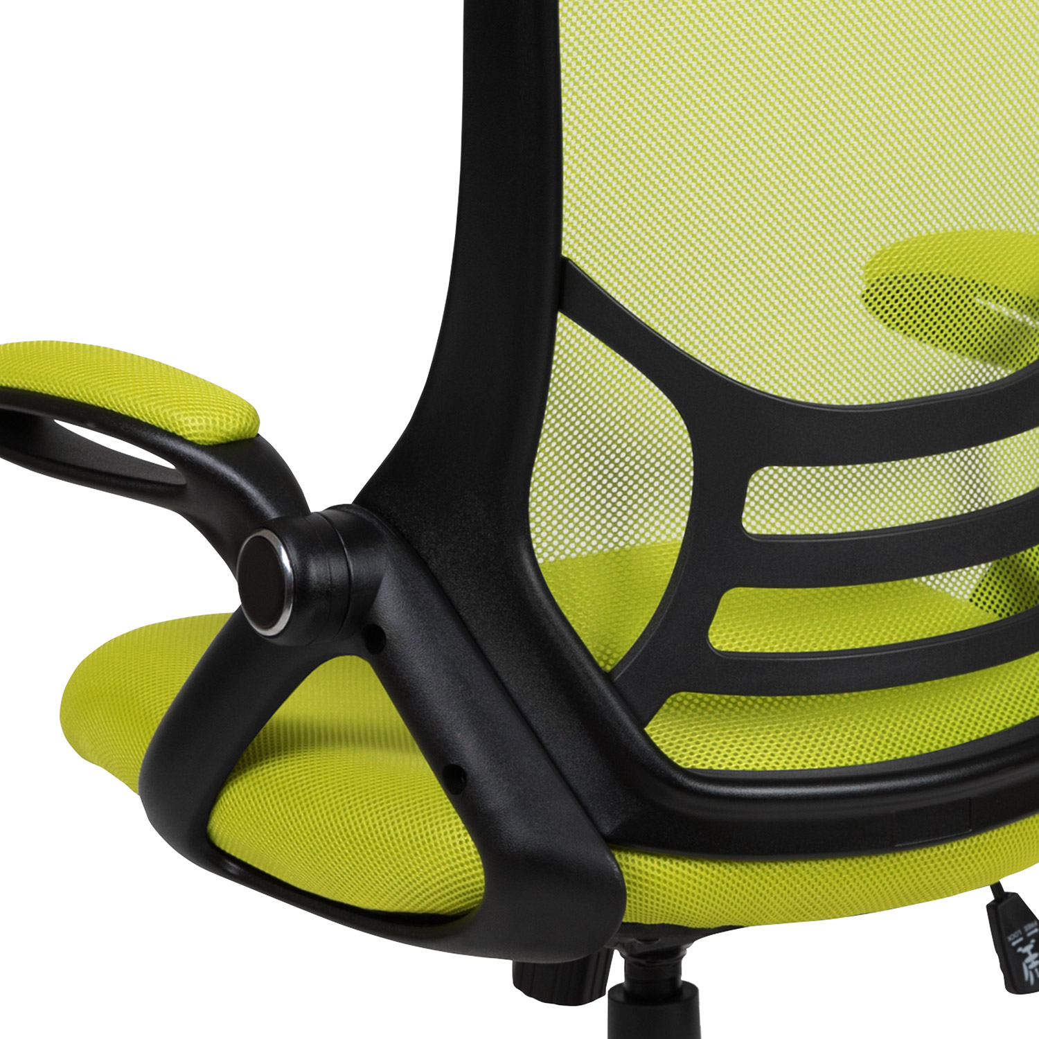 BLNK Porter High-Back Mesh Ergonomic Swivel Office Chair with Black Frame and Flip-up Arms - Green