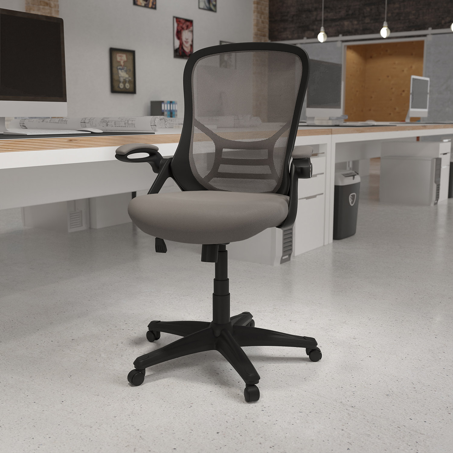 BLNK Porter High-Back Mesh Ergonomic Swivel Office Chair with Black Frame and Flip-up Arms