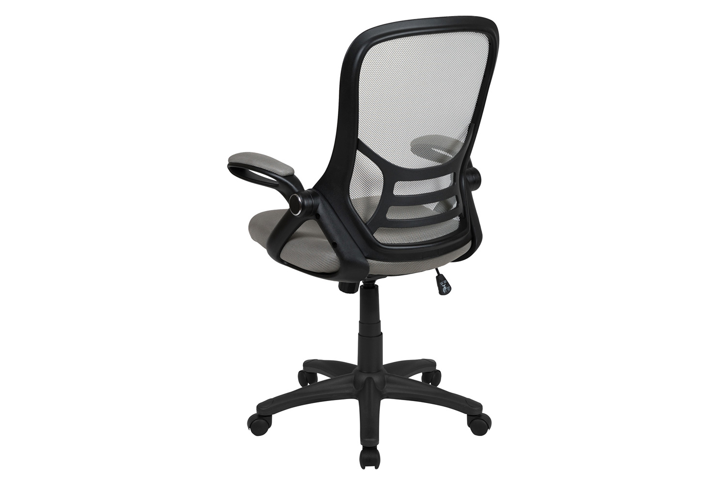 BLNK Porter High-Back Mesh Ergonomic Swivel Office Chair with Black Frame and Flip-up Arms - Light Gray