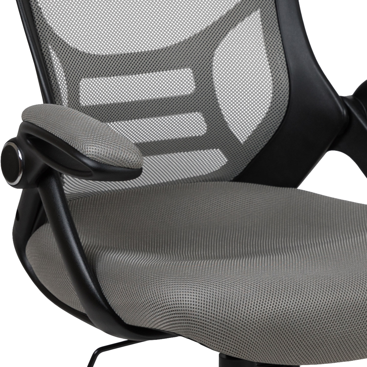 BLNK Porter High-Back Mesh Ergonomic Swivel Office Chair with Black Frame and Flip-up Arms - Light Gray