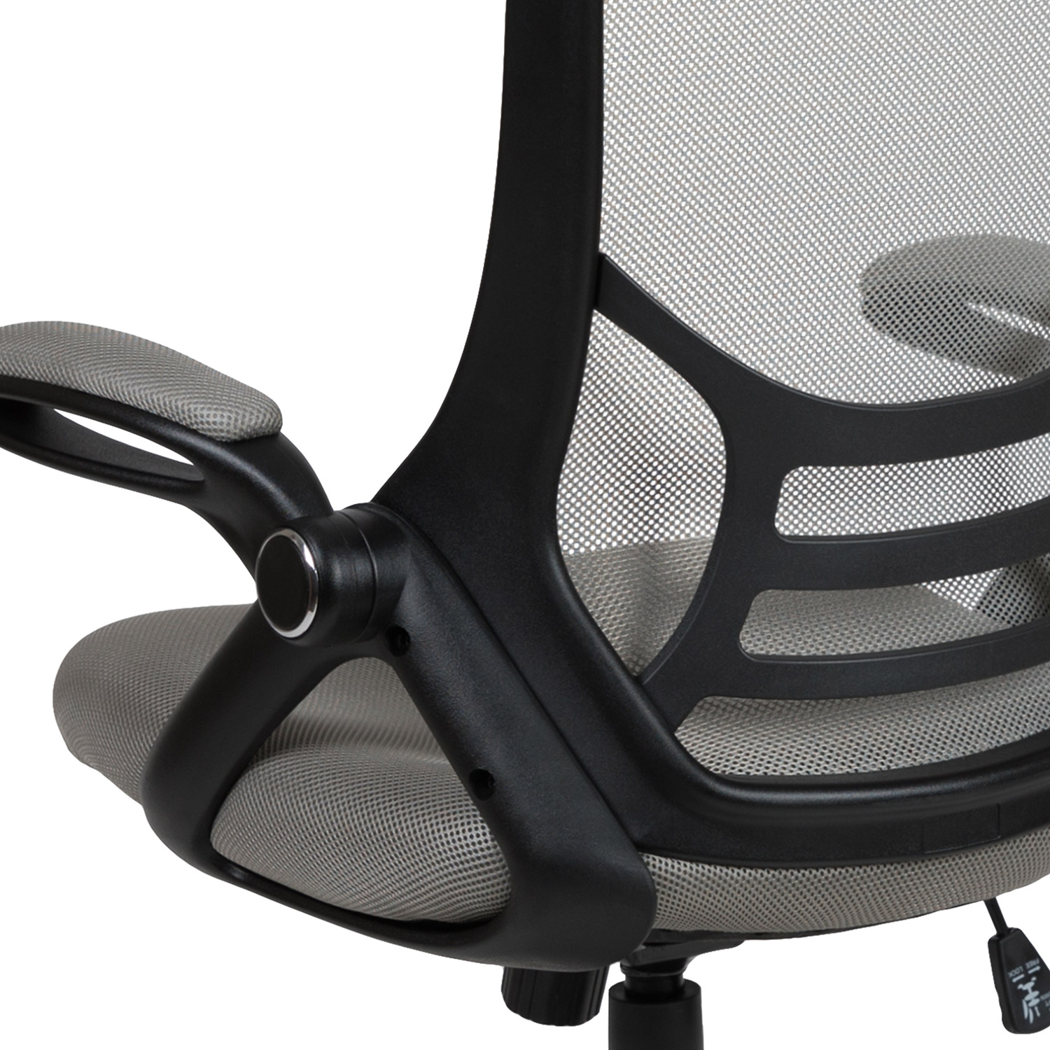 BLNK Porter High-Back Mesh Ergonomic Swivel Office Chair with Black Frame and Flip-up Arms - Light Gray