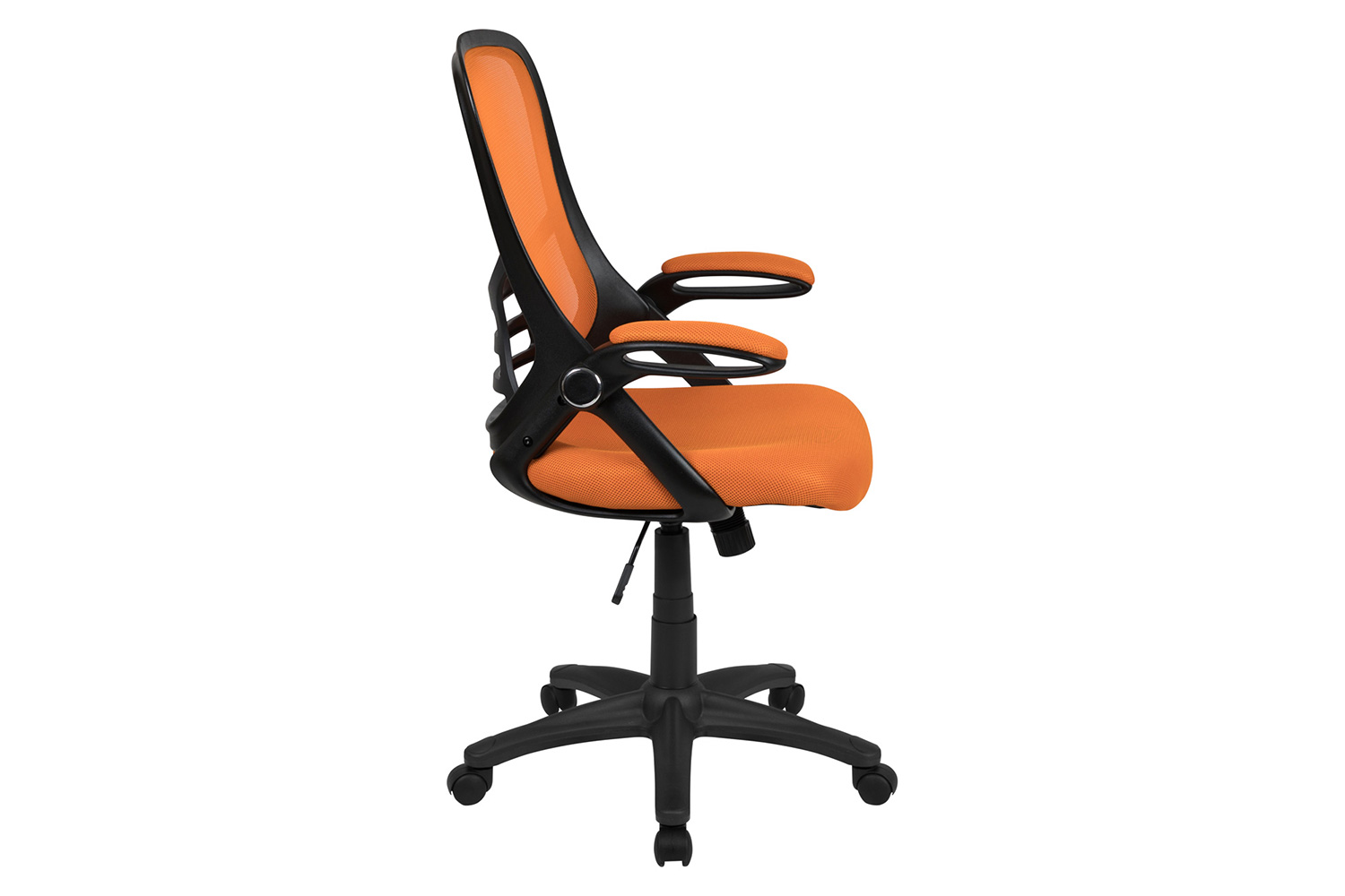 BLNK Porter High-Back Mesh Ergonomic Swivel Office Chair with Black Frame and Flip-up Arms - Orange