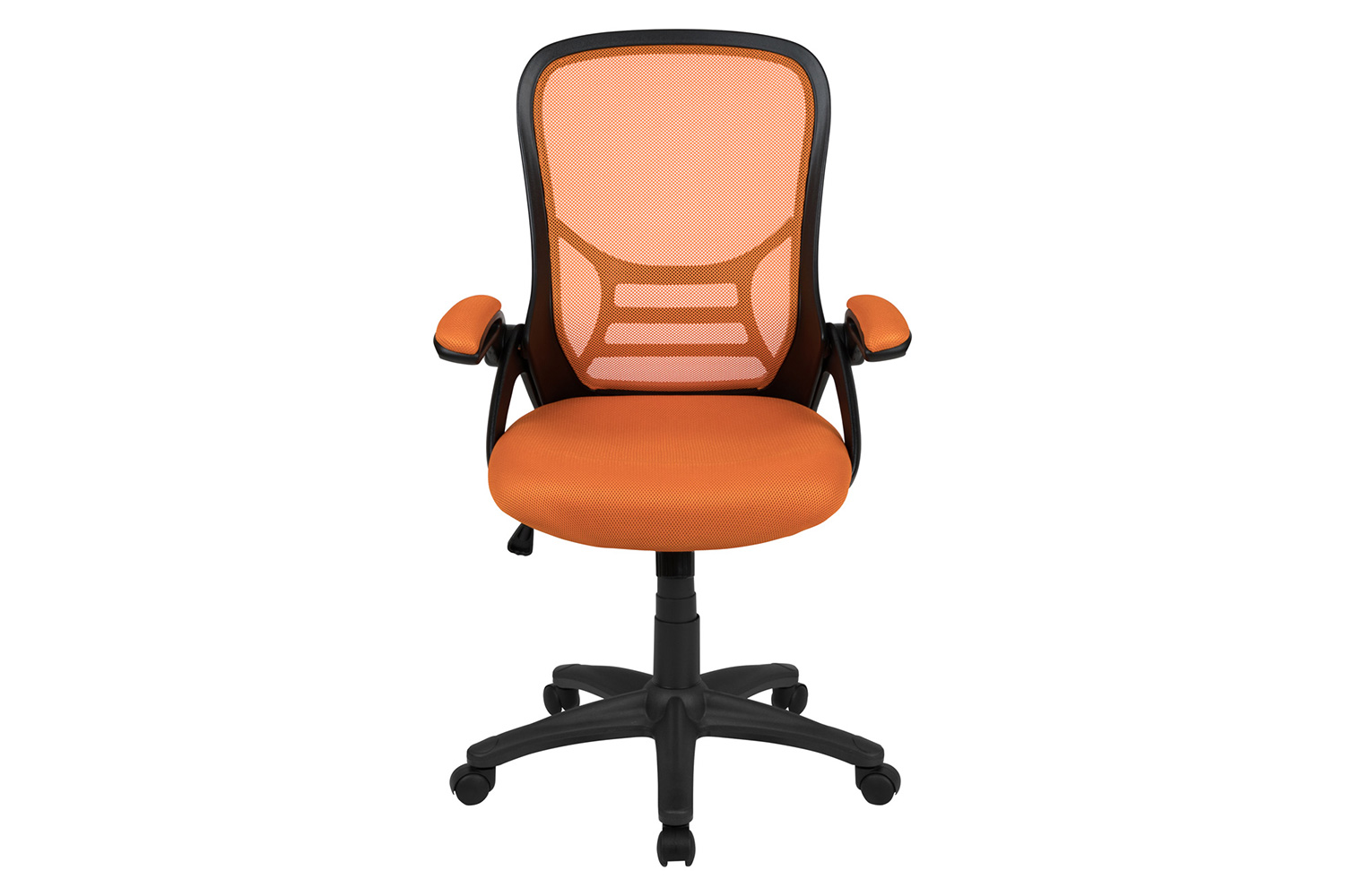 BLNK Porter High-Back Mesh Ergonomic Swivel Office Chair with Black Frame and Flip-up Arms - Orange