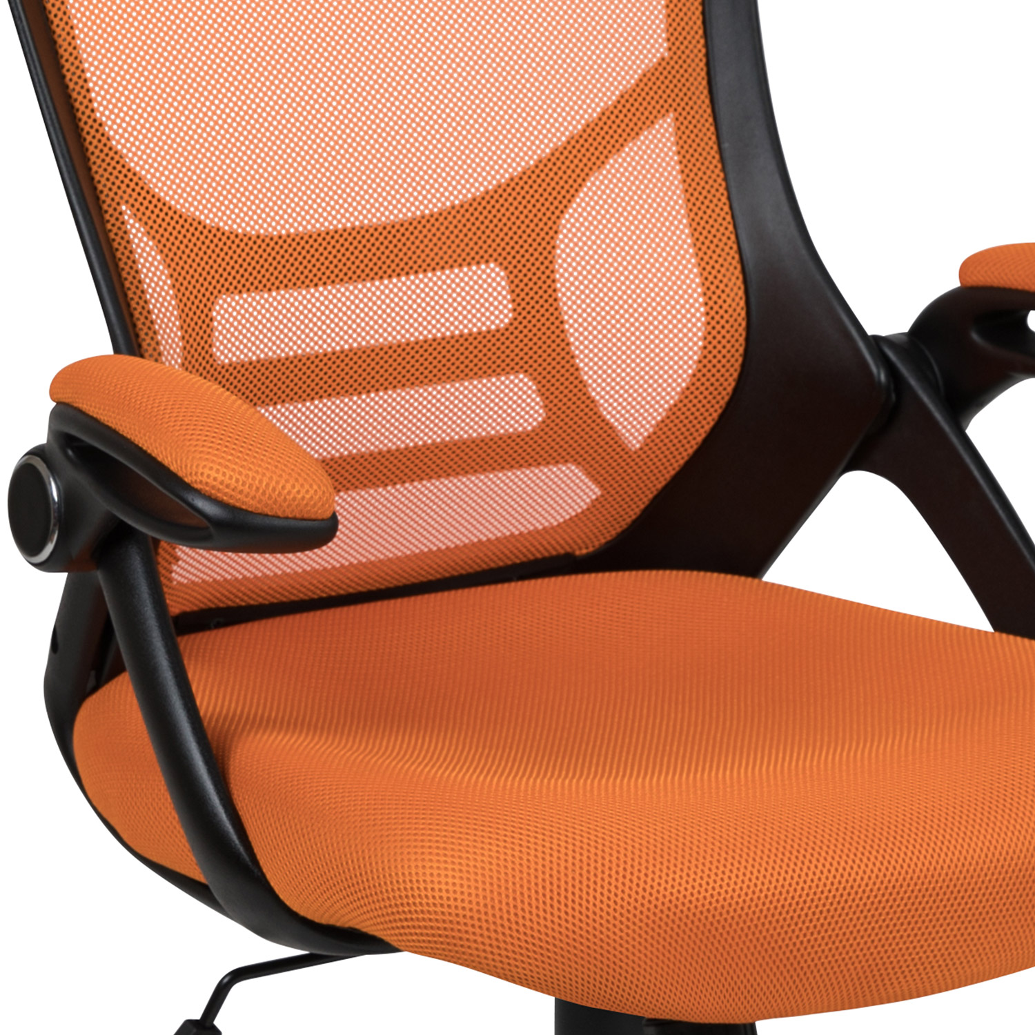 BLNK Porter High-Back Mesh Ergonomic Swivel Office Chair with Black Frame and Flip-up Arms - Orange