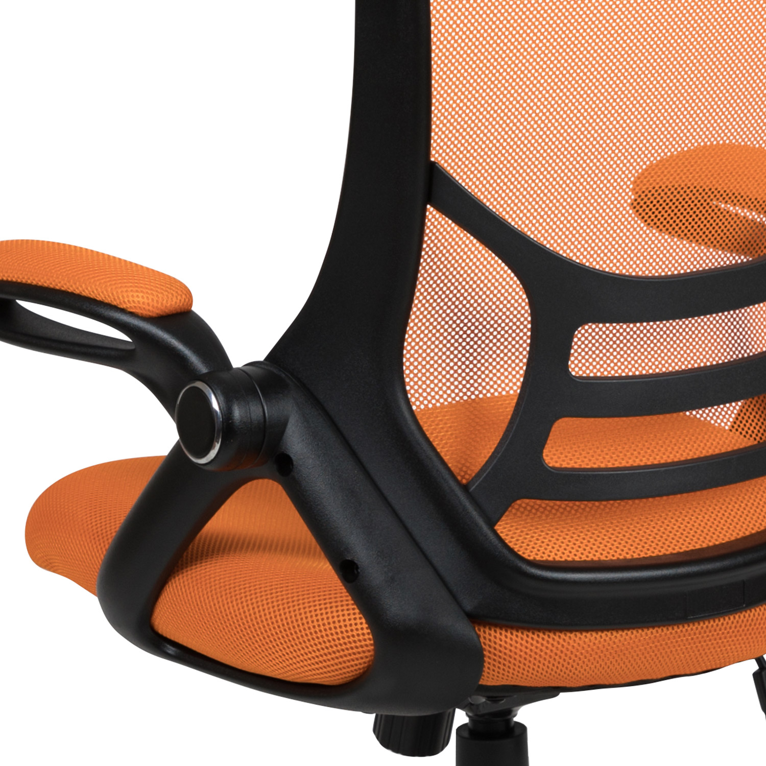 BLNK Porter High-Back Mesh Ergonomic Swivel Office Chair with Black Frame and Flip-up Arms - Orange