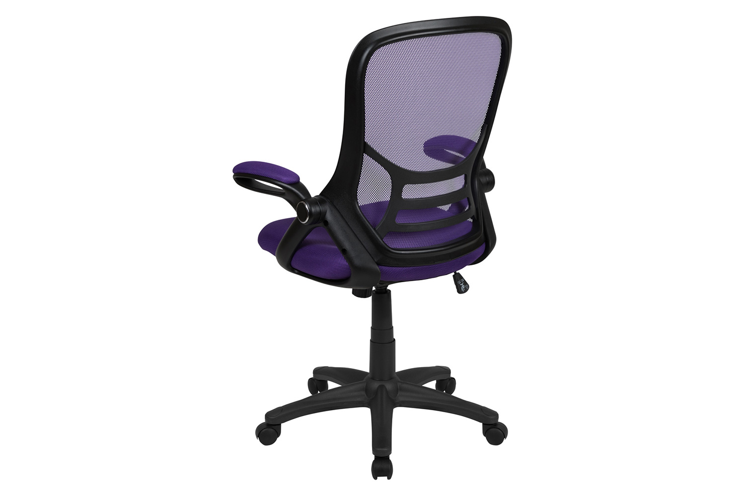 BLNK Porter High-Back Mesh Ergonomic Swivel Office Chair with Black Frame and Flip-up Arms - Purple