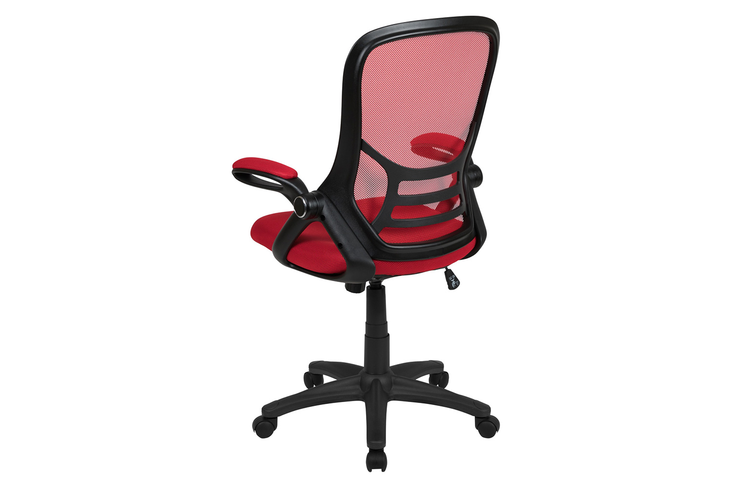 BLNK Porter High-Back Mesh Ergonomic Swivel Office Chair with Black Frame and Flip-up Arms - Red