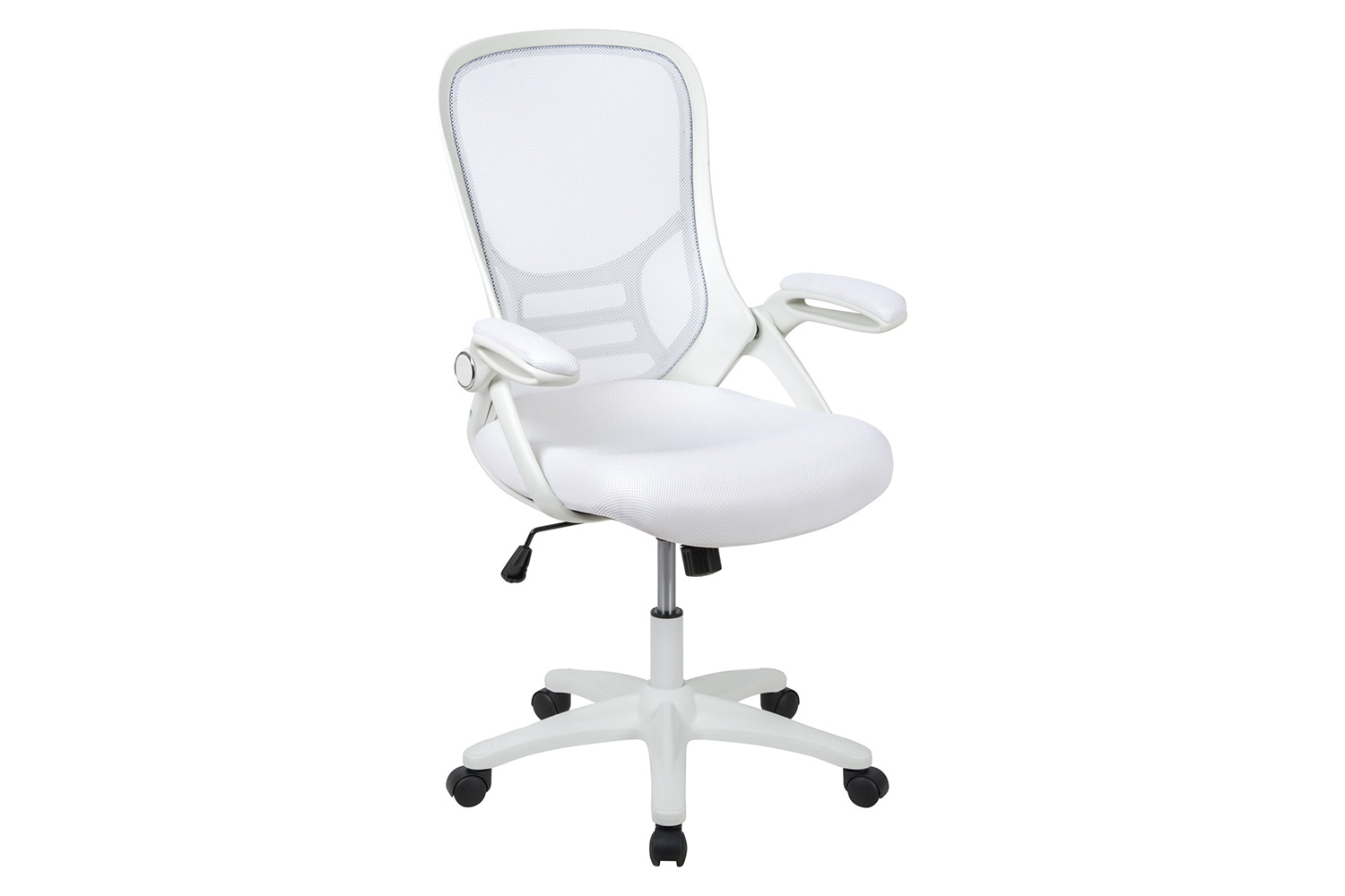 BLNK Porter High-Back Mesh Ergonomic Swivel Office Chair with White Frame and Flip-up Arms