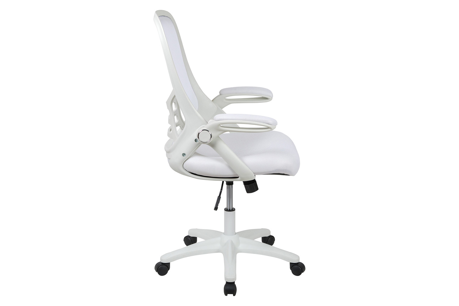 BLNK Porter High-Back Mesh Ergonomic Swivel Office Chair with White Frame and Flip-up Arms