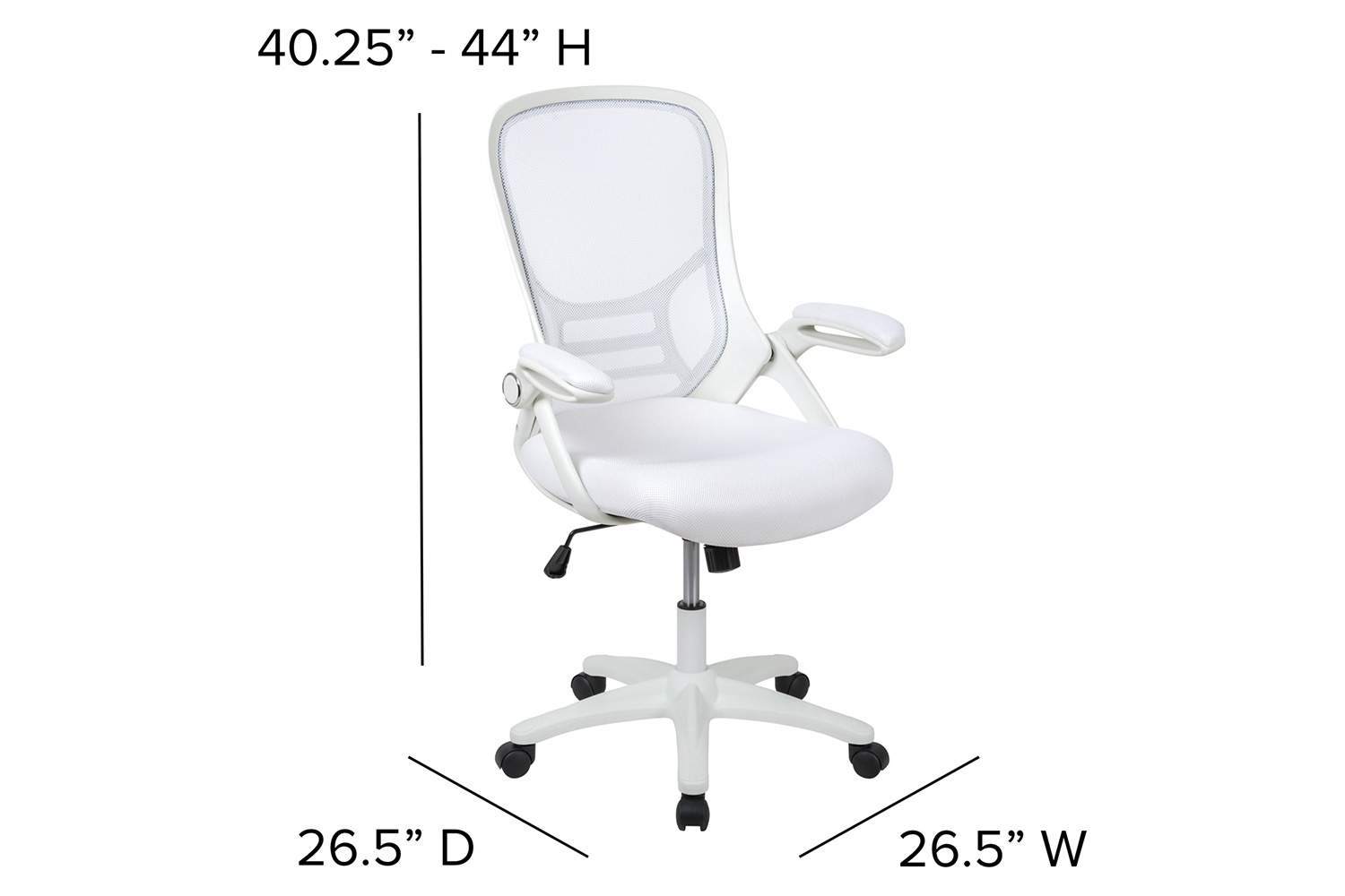 BLNK Porter High-Back Mesh Ergonomic Swivel Office Chair with White Frame and Flip-up Arms