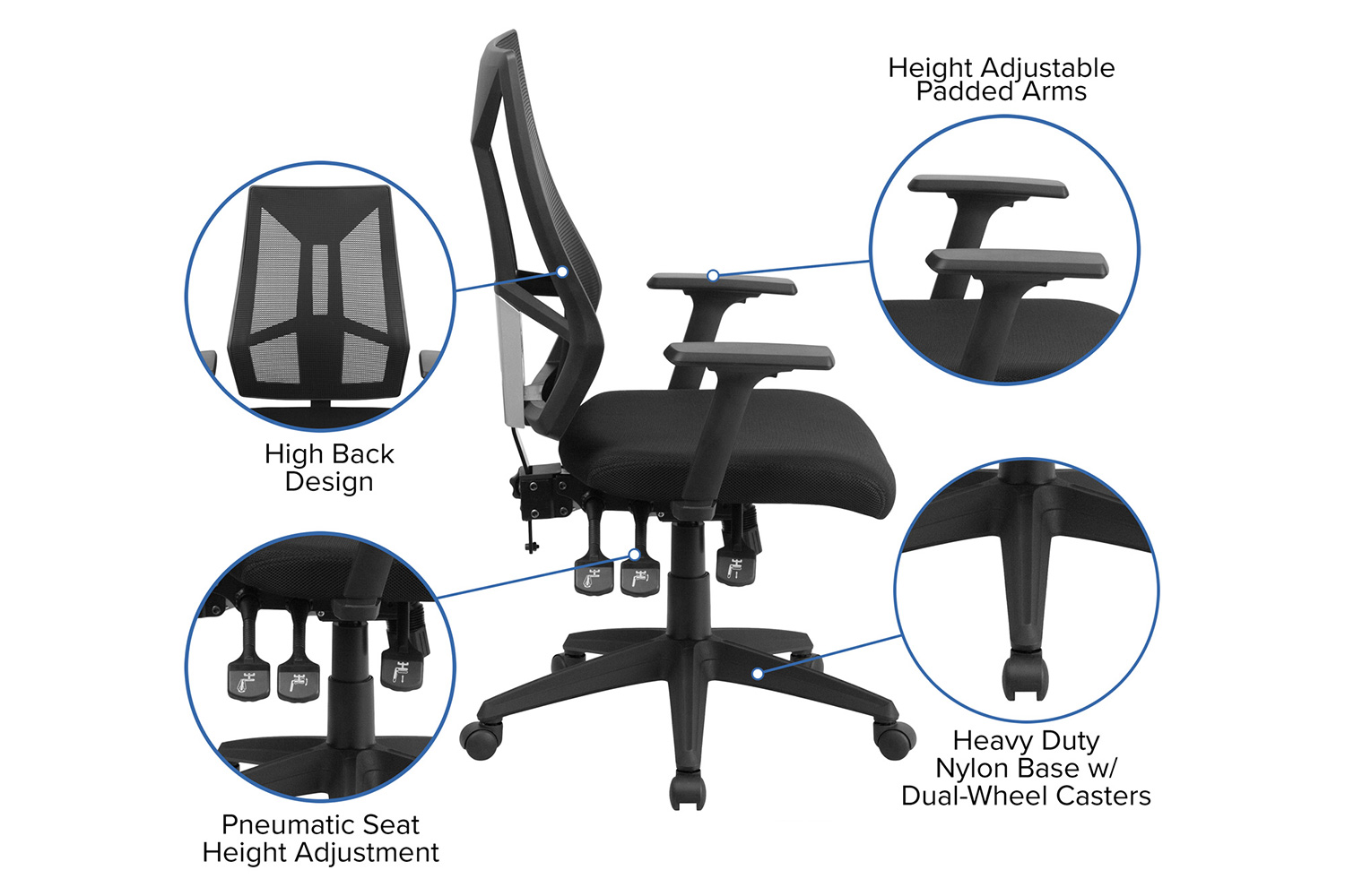 BLNK - Ivan High-Back Mesh Multifunction Swivel Ergonomic Task Office Chair with Adjustable Arms