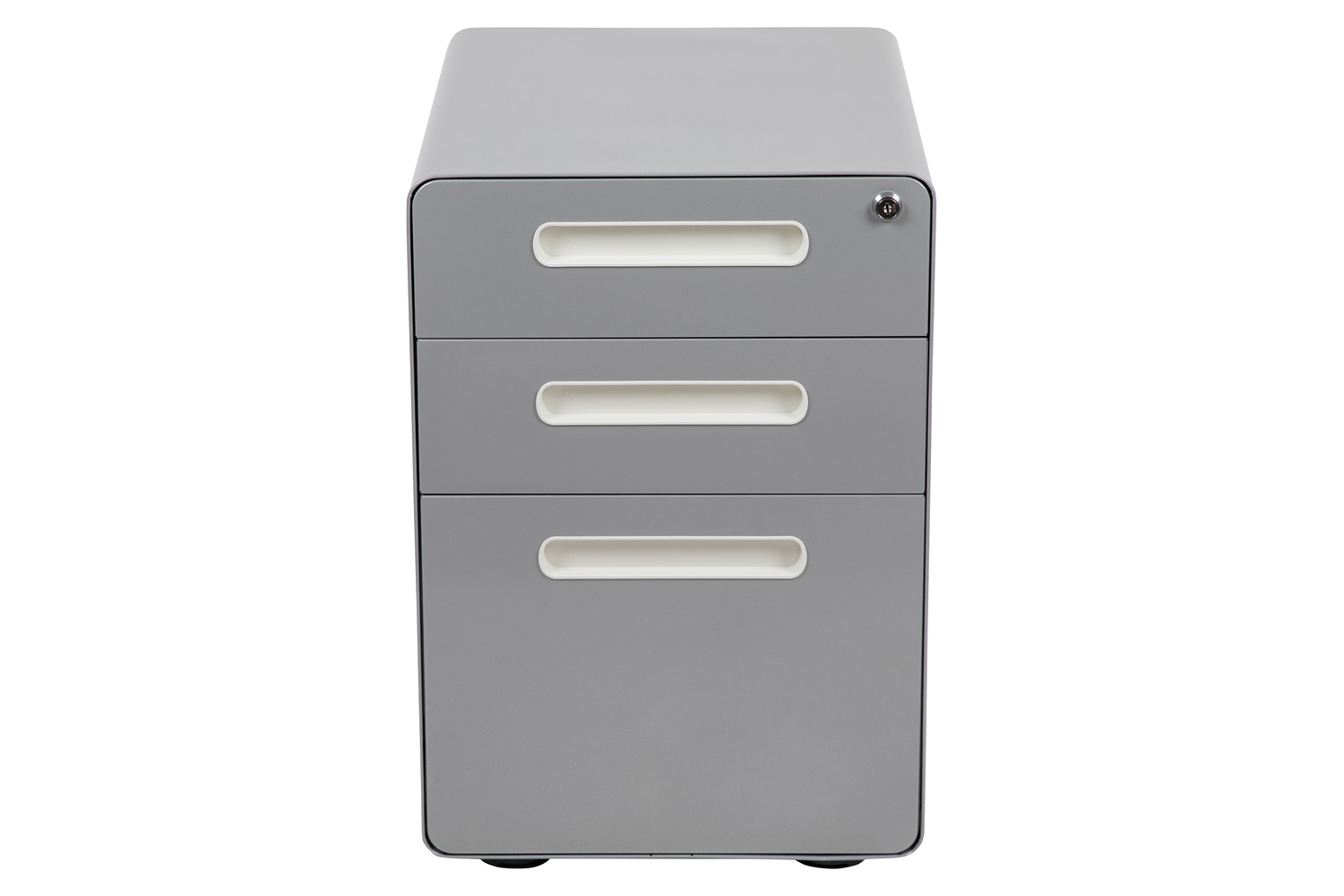 BLNK Wren Ergonomic 3-Drawer Mobile Locking Filing Cabinet with Anti-Tilt Mechanism and Letter-Legal Drawer - Gray