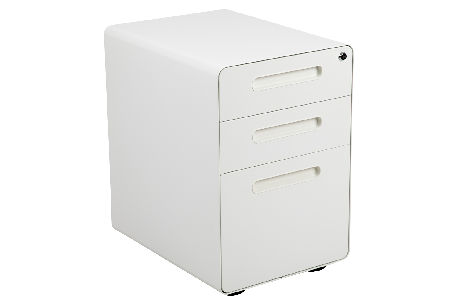 BLNK Wren Ergonomic 3-Drawer Mobile Locking Filing Cabinet with Anti-Tilt Mechanism and Letter-Legal Drawer - White