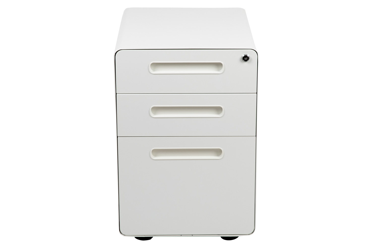 BLNK Wren Ergonomic 3-Drawer Mobile Locking Filing Cabinet with Anti-Tilt Mechanism and Letter-Legal Drawer - White