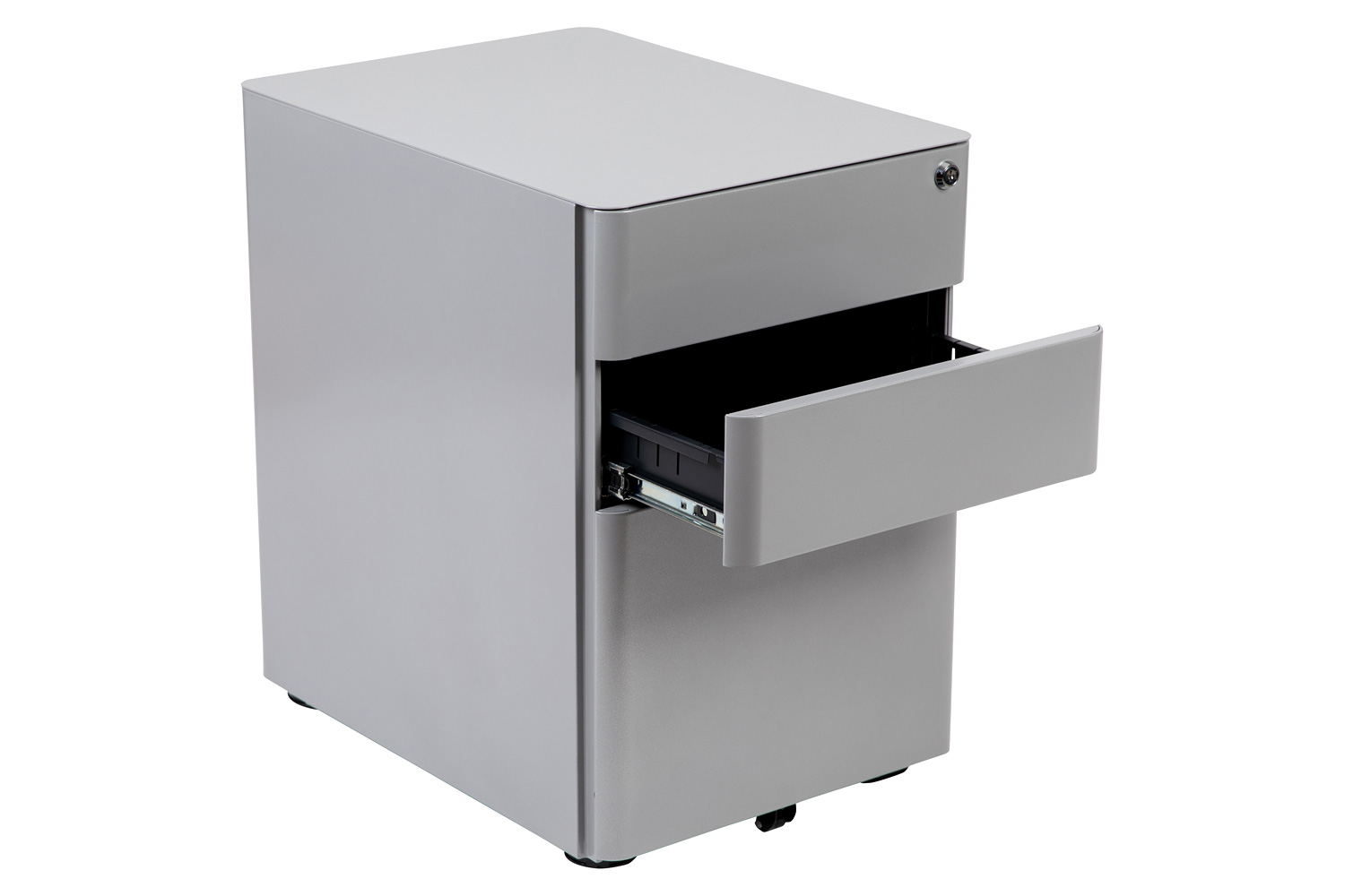 BLNK Warner 3-Drawer Mobile Locking Filing Cabinet with Anti-Tilt Mechanism and Letter-Legal Drawer - Gray