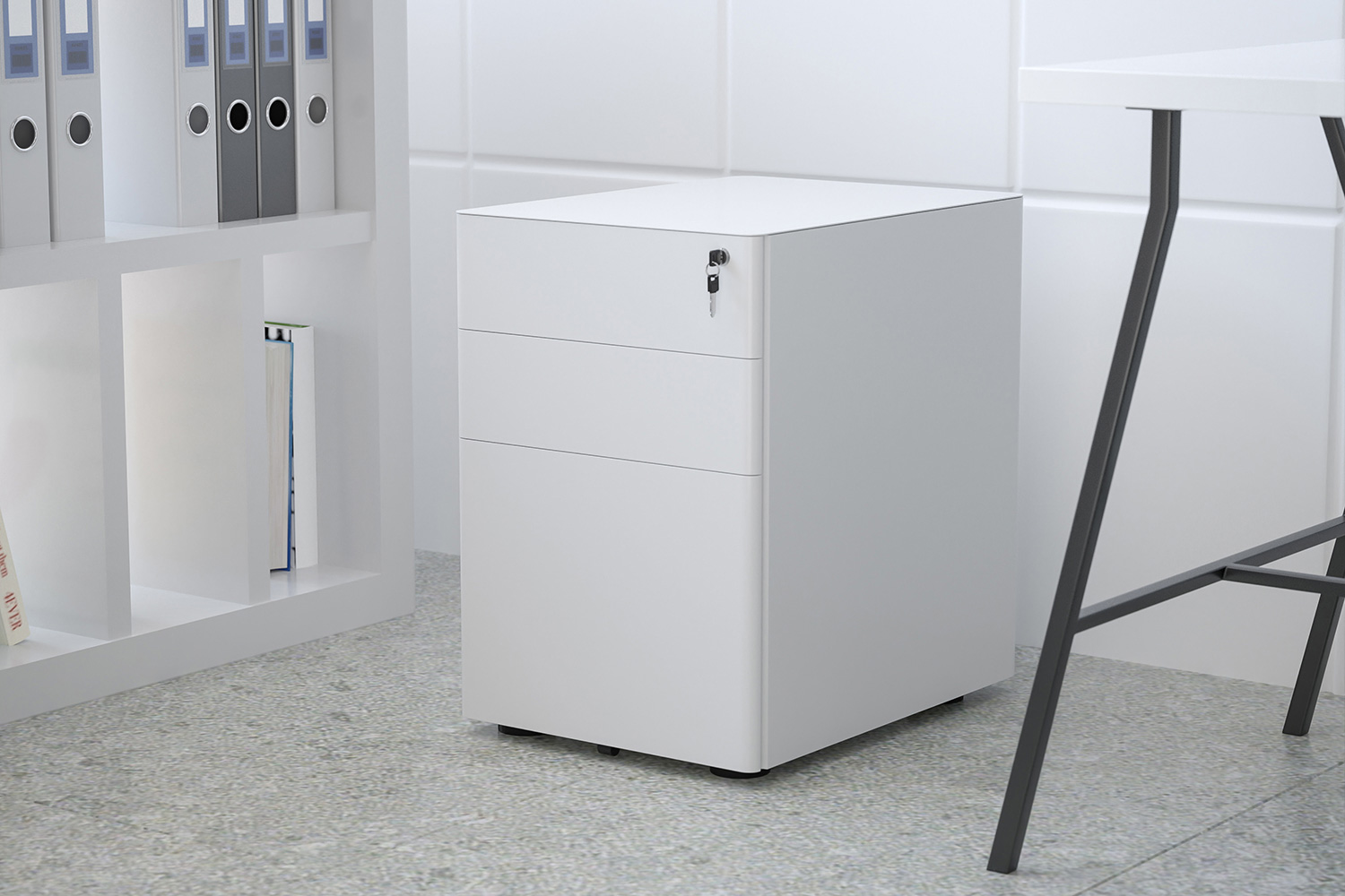 BLNK Warner 3-Drawer Mobile Locking Filing Cabinet with Anti-Tilt Mechanism and Letter-Legal Drawer