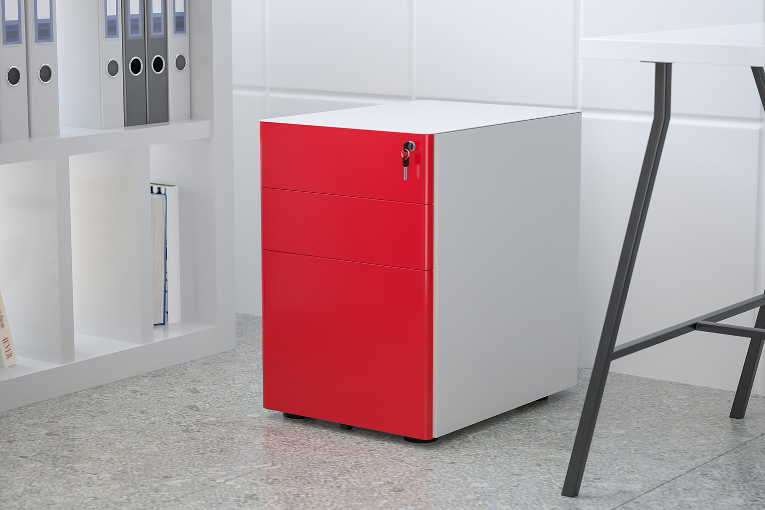 BLNK Warner 3-Drawer Mobile Locking Filing Cabinet with Anti-Tilt Mechanism and Letter-Legal Drawer