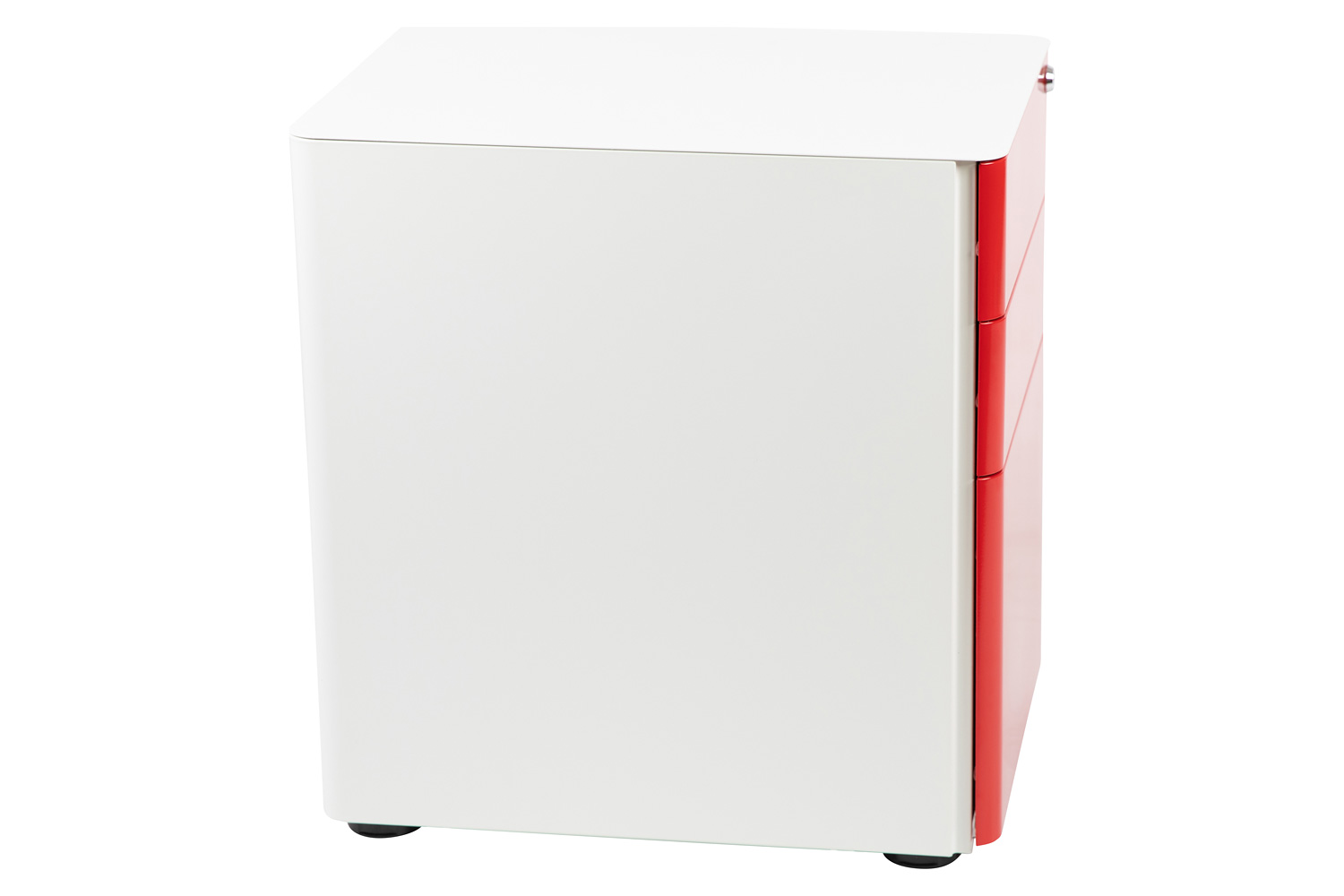 BLNK Warner 3-Drawer Mobile Locking Filing Cabinet with Anti-Tilt Mechanism and Letter-Legal Drawer - White/Red