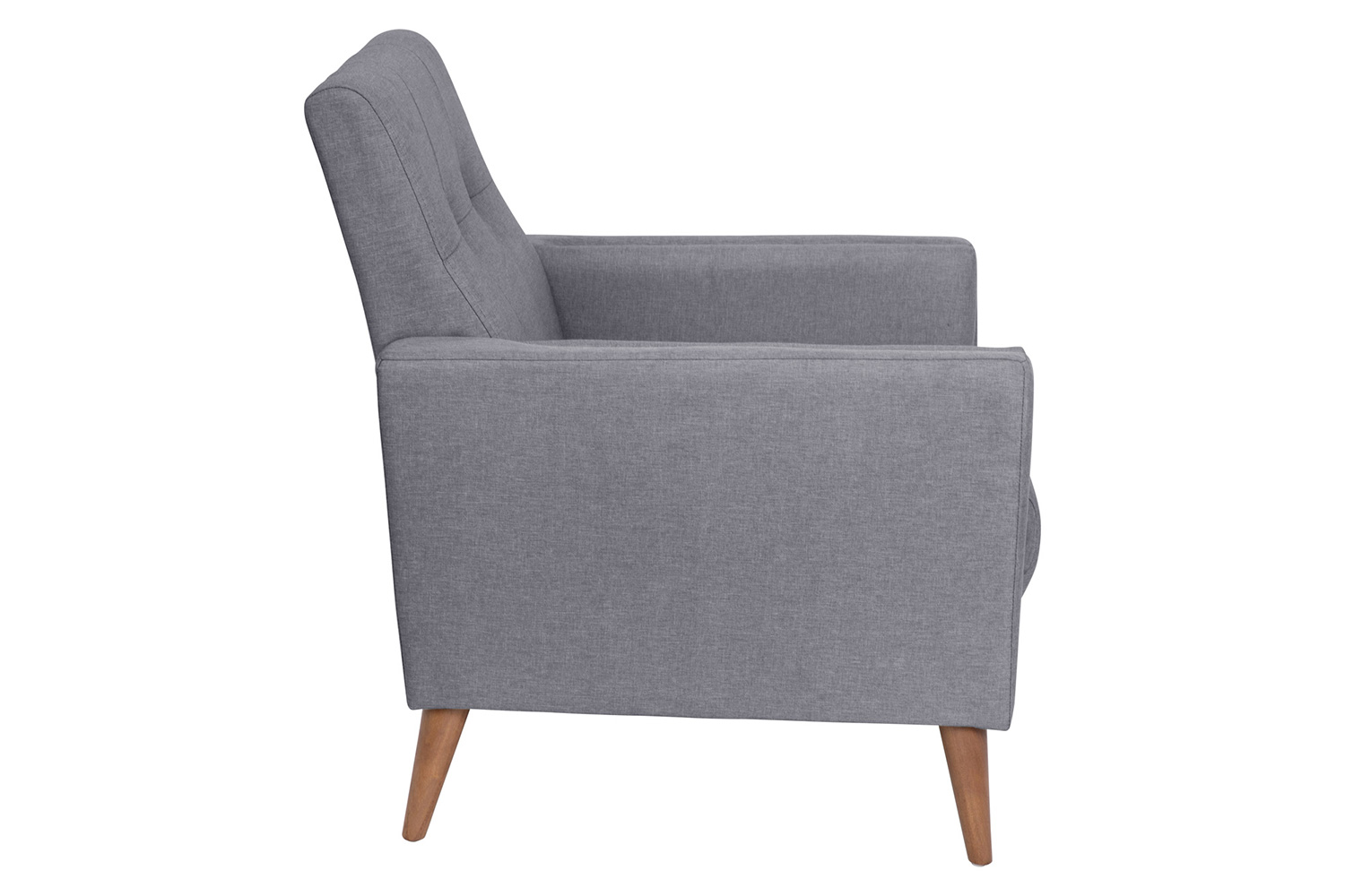 BLNK™ Conrad Commercial Mid-Century Modern Arm Chair with Tufted Faux Linen Upholstery and Solid Wood Legs - Slate Gray