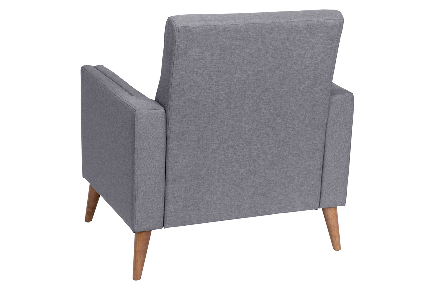 BLNK™ Conrad Commercial Mid-Century Modern Arm Chair with Tufted Faux Linen Upholstery and Solid Wood Legs - Slate Gray