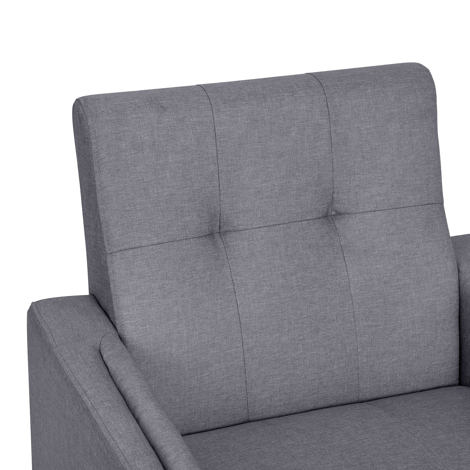 BLNK™ Conrad Commercial Mid-Century Modern Arm Chair with Tufted Faux Linen Upholstery and Solid Wood Legs - Slate Gray