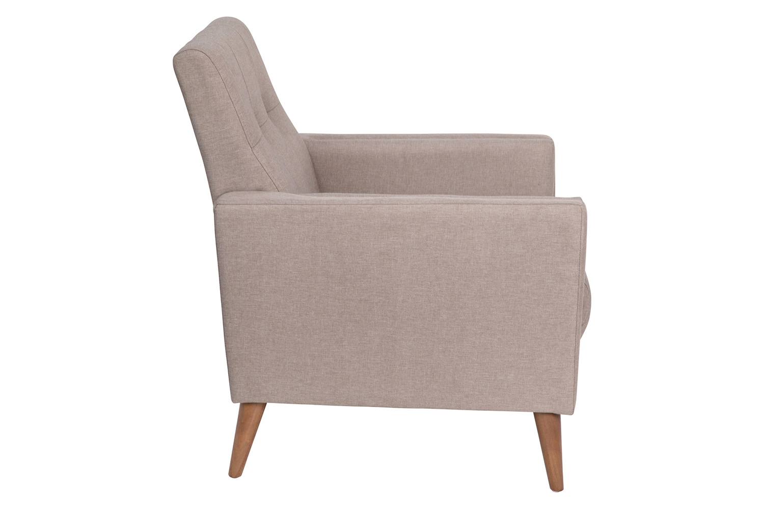 BLNK™ Conrad Commercial Mid-Century Modern Arm Chair with Tufted Faux Linen Upholstery and Solid Wood Legs - Taupe