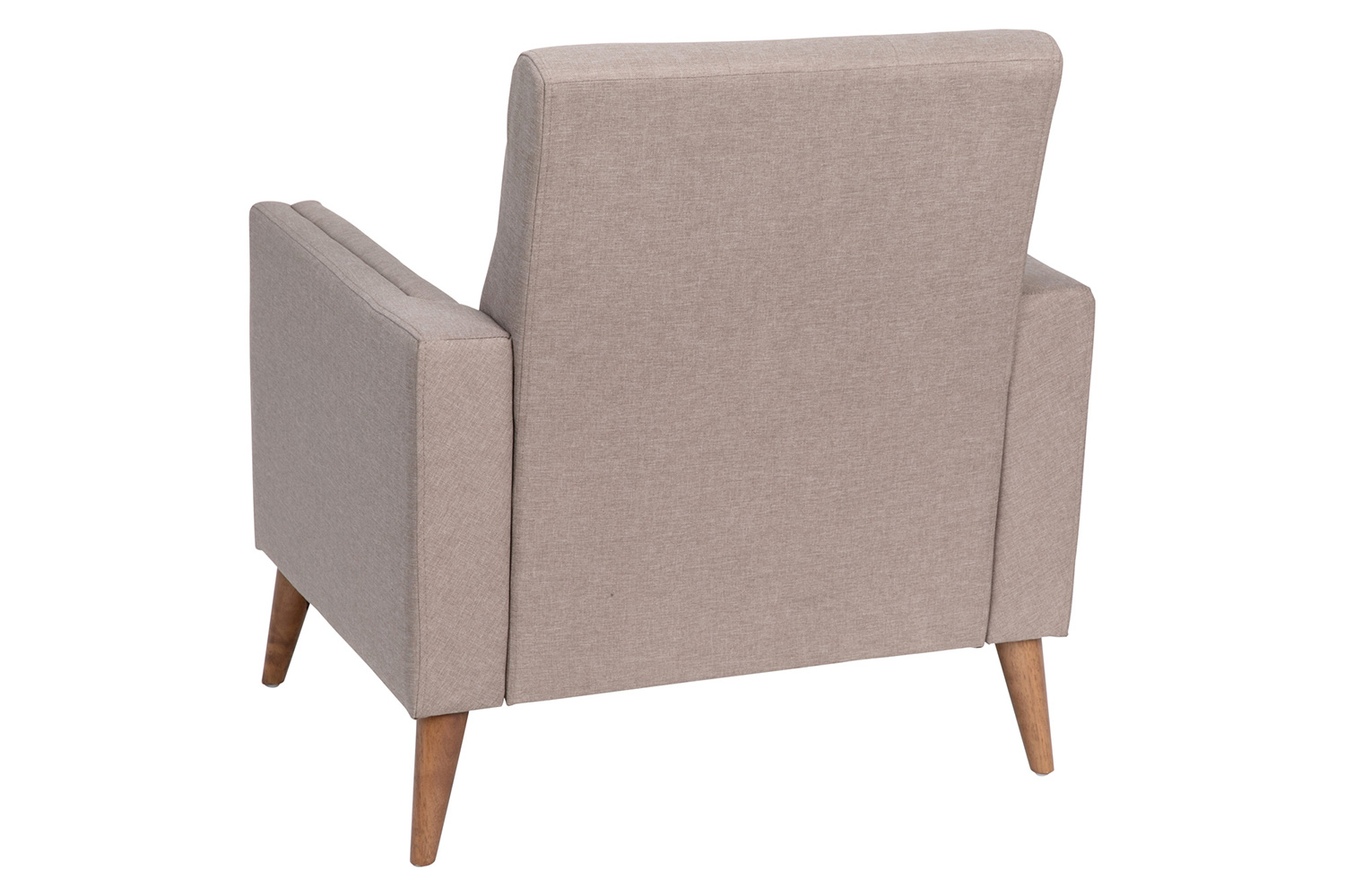 BLNK™ Conrad Commercial Mid-Century Modern Arm Chair with Tufted Faux Linen Upholstery and Solid Wood Legs - Taupe