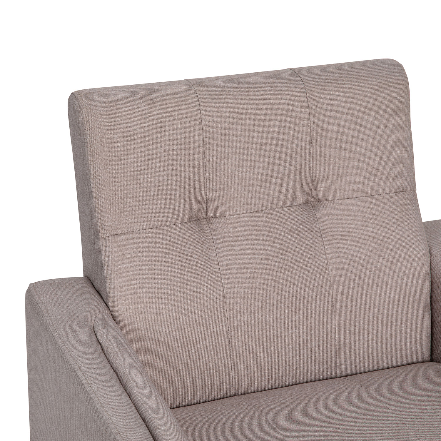 BLNK™ Conrad Commercial Mid-Century Modern Arm Chair with Tufted Faux Linen Upholstery and Solid Wood Legs - Taupe