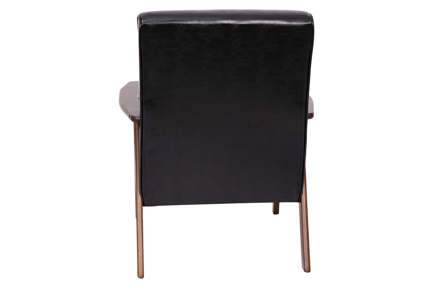 BLNK™ Langston Commercial LeatherSoft Upholstered Mid Century Modern Arm Chair with Walnut Finished Wooden Frame and Arms - Black