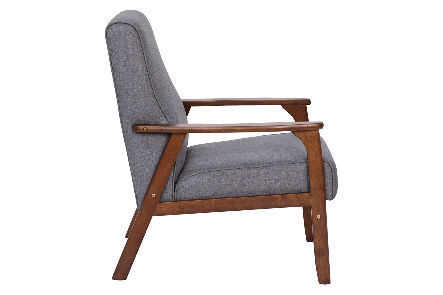 BLNK™ - Langston Commercial Faux Linen Upholstered Mid Century Modern Arm Chair with Walnut Finished Wooden Frame and Arms