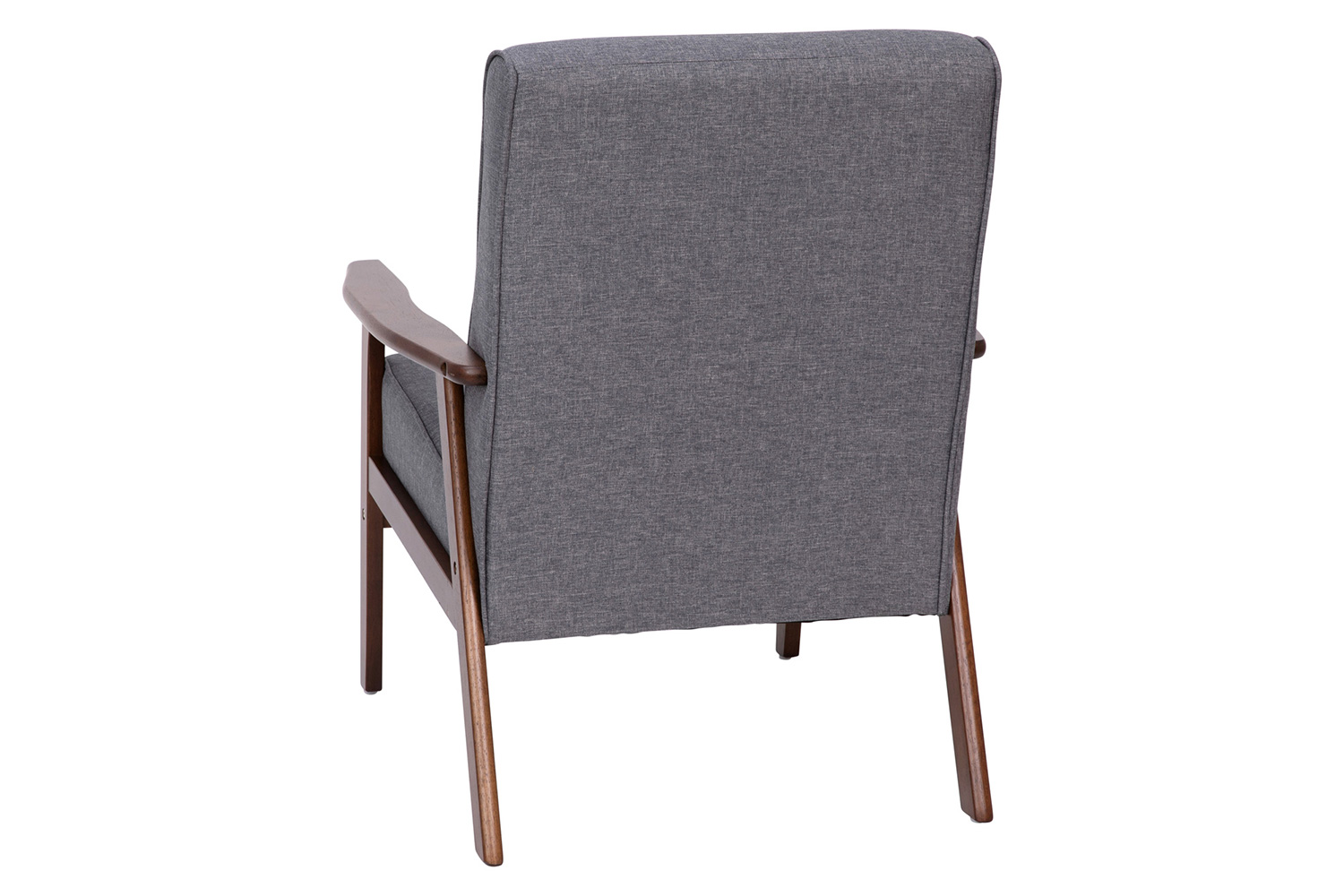 BLNK™ - Langston Commercial Faux Linen Upholstered Mid Century Modern Arm Chair with Walnut Finished Wooden Frame and Arms