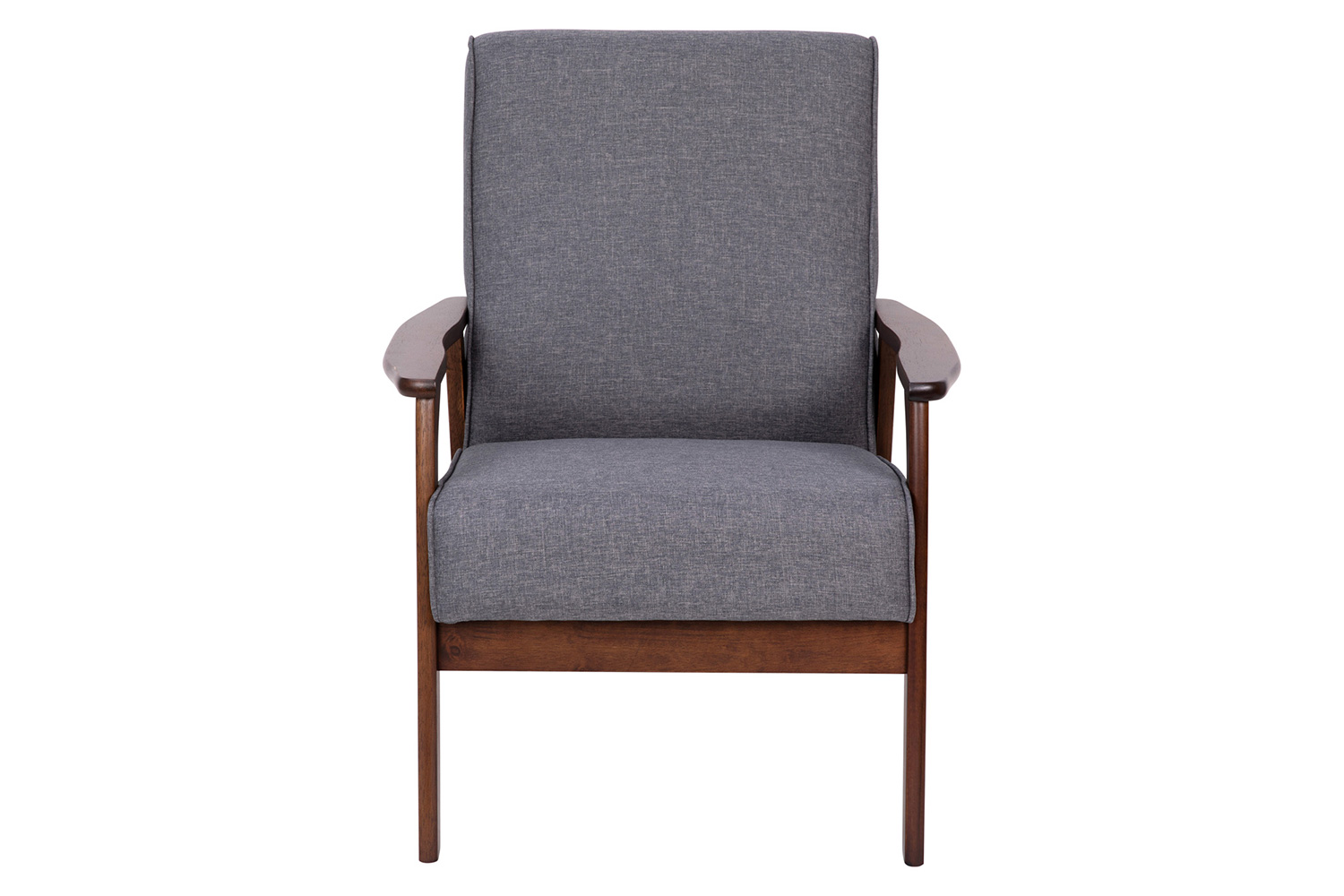 BLNK™ - Langston Commercial Faux Linen Upholstered Mid Century Modern Arm Chair with Walnut Finished Wooden Frame and Arms