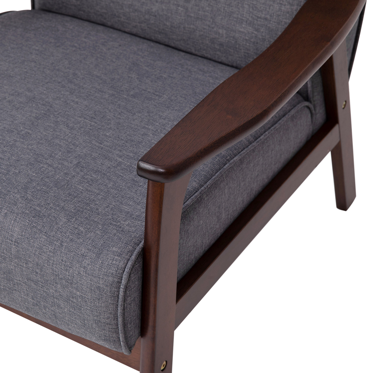 BLNK™ - Langston Commercial Faux Linen Upholstered Mid Century Modern Arm Chair with Walnut Finished Wooden Frame and Arms