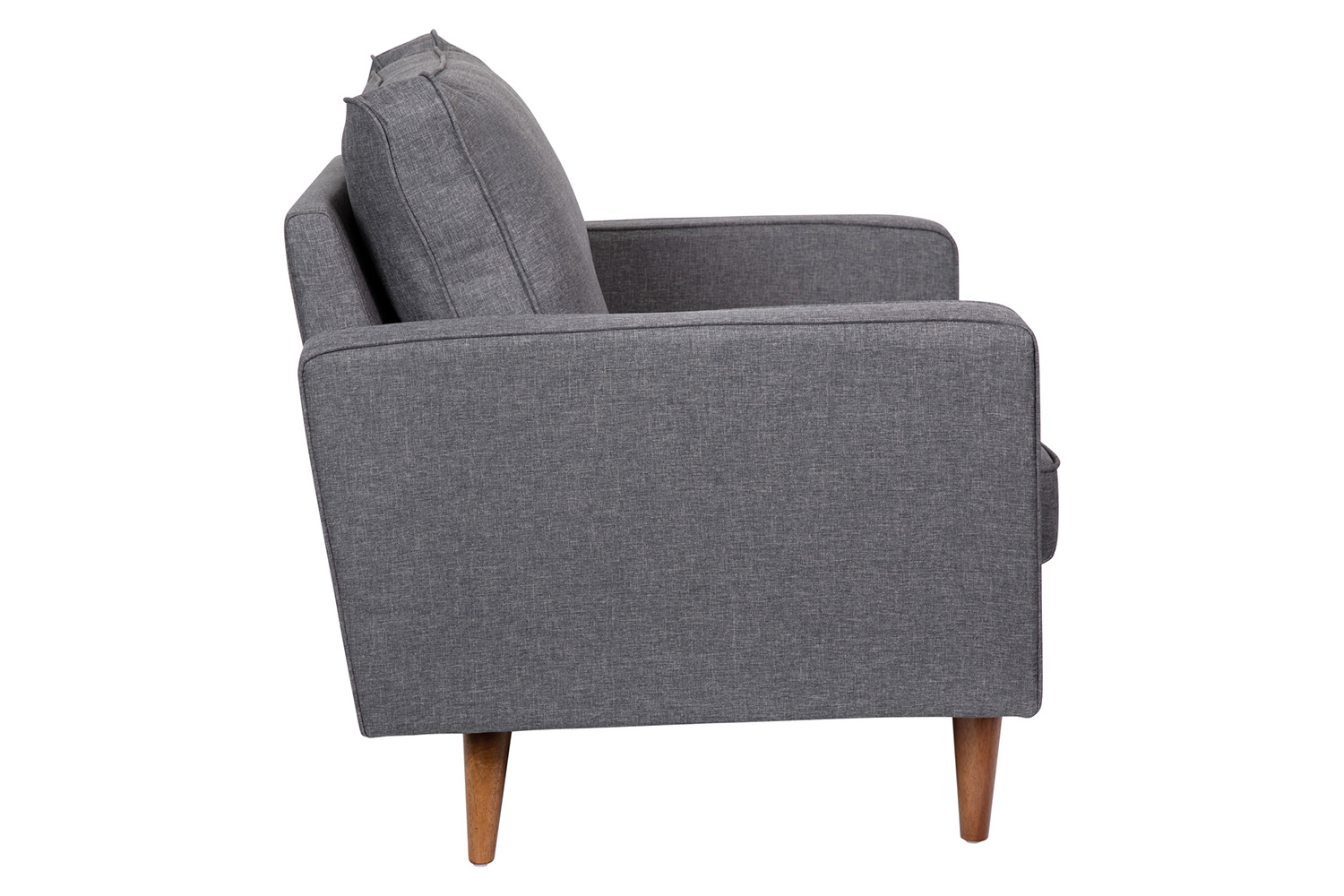 BLNK™ Hudson Commercial Mid-Century Modern Arm Chair with Tufted Faux Linen Upholstery and Solid Wood Legs - Dark Gray