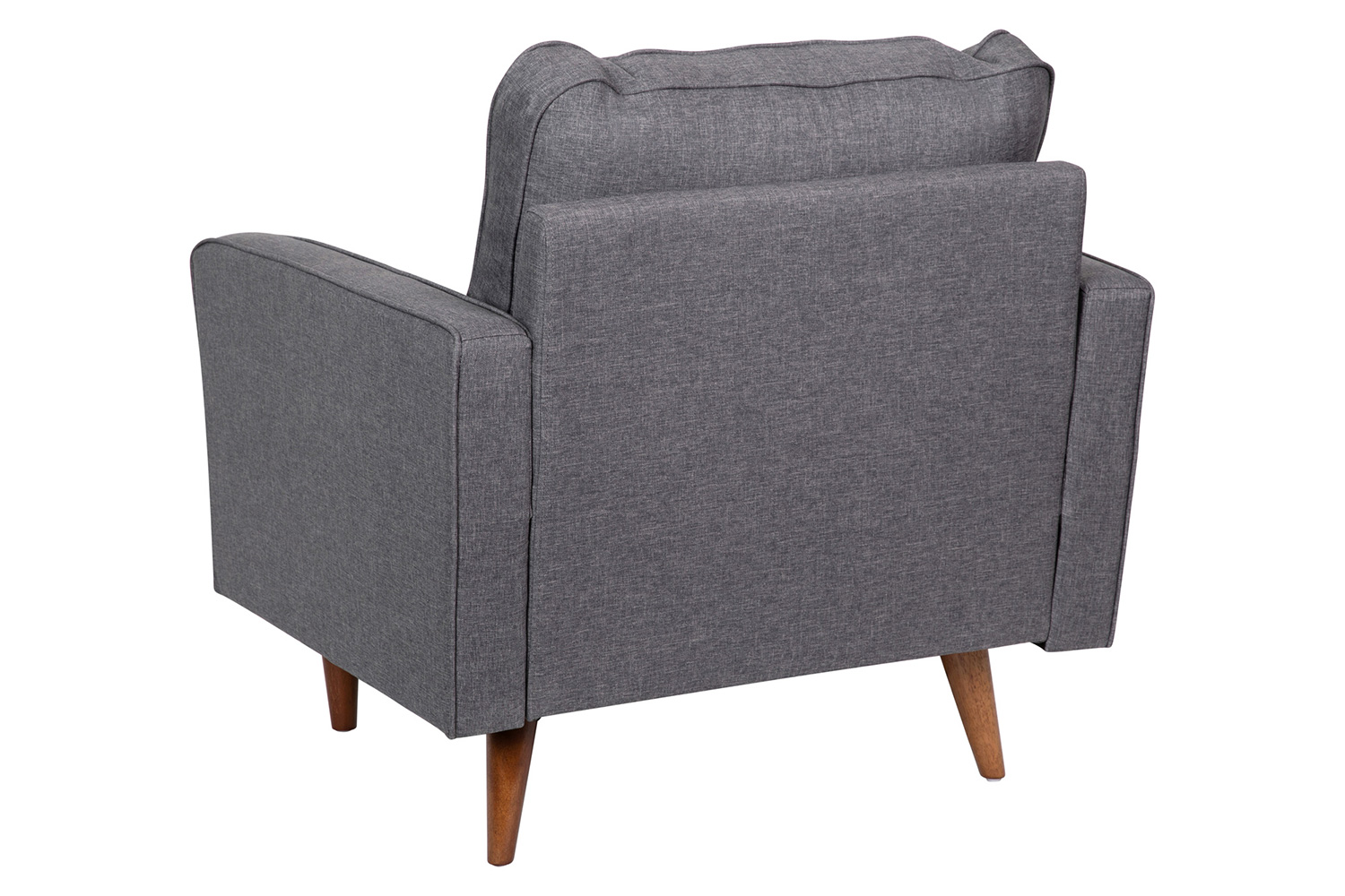 BLNK™ Hudson Commercial Mid-Century Modern Arm Chair with Tufted Faux Linen Upholstery and Solid Wood Legs - Dark Gray