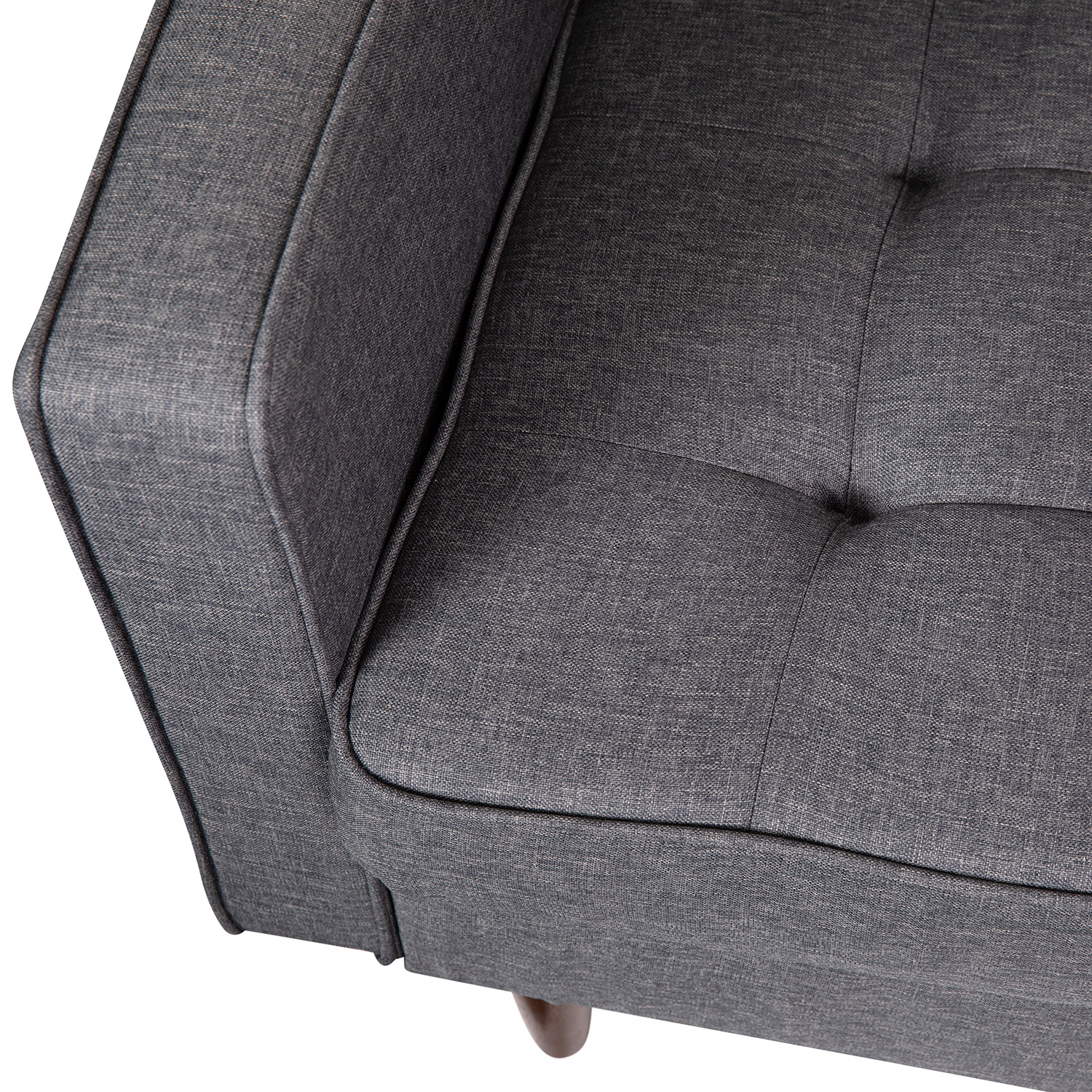 BLNK™ Hudson Commercial Mid-Century Modern Arm Chair with Tufted Faux Linen Upholstery and Solid Wood Legs - Dark Gray