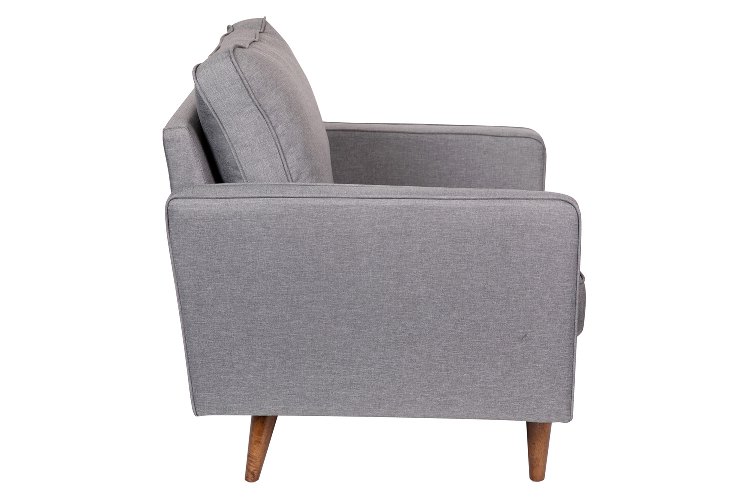 BLNK™ Hudson Commercial Mid-Century Modern Arm Chair with Tufted Faux Linen Upholstery and Solid Wood Legs - Slate Gray