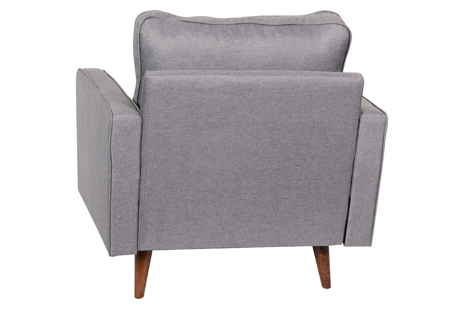 BLNK™ Hudson Commercial Mid-Century Modern Arm Chair with Tufted Faux Linen Upholstery and Solid Wood Legs - Slate Gray