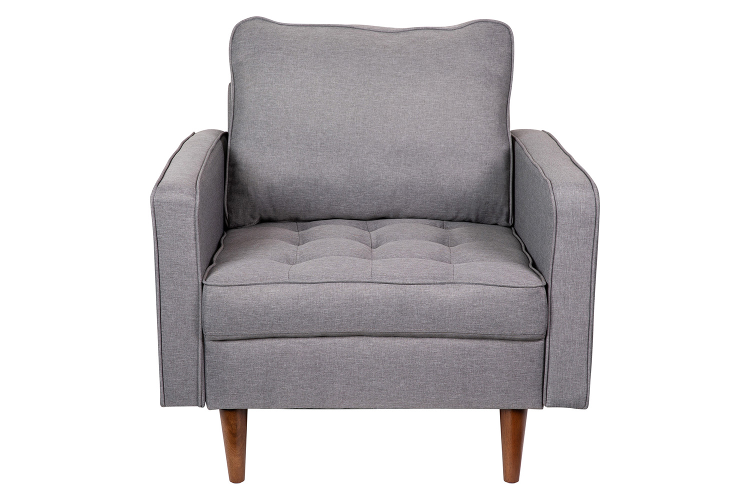 BLNK™ Hudson Commercial Mid-Century Modern Arm Chair with Tufted Faux Linen Upholstery and Solid Wood Legs - Slate Gray