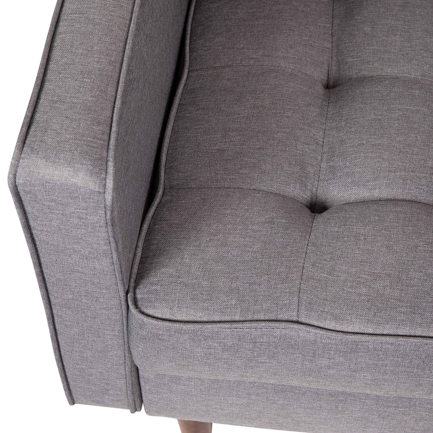 BLNK™ Hudson Commercial Mid-Century Modern Arm Chair with Tufted Faux Linen Upholstery and Solid Wood Legs - Slate Gray