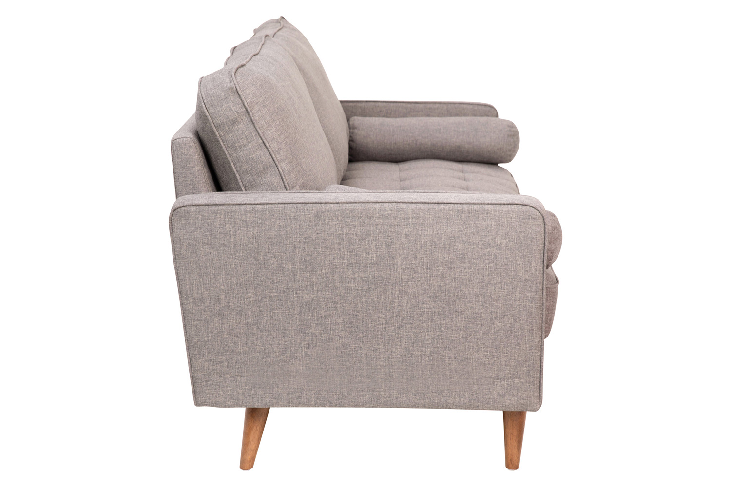 BLNK Hudson Mid-Century Modern Sofa with Tufted Faux Linen Upholstery and Solid Wood Legs - Slate Gray