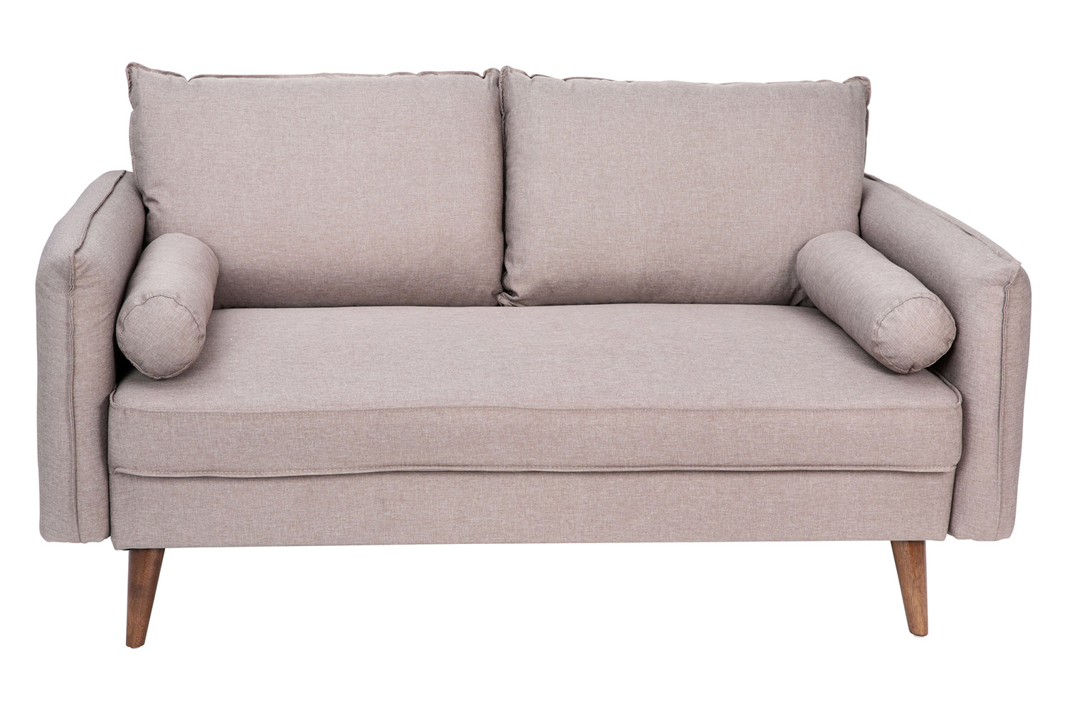 BLNK Evie Faux Linen Fabric Mid-Century Modern Loveseat Sofa with Solid Wood Legs - Taupe