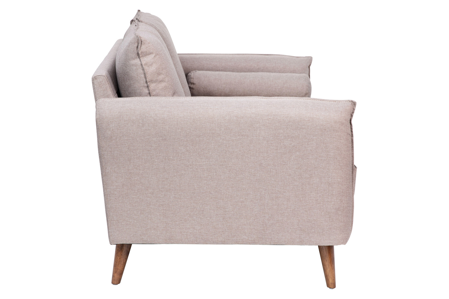 BLNK Evie Faux Linen Fabric Mid-Century Modern Loveseat Sofa with Solid Wood Legs - Taupe