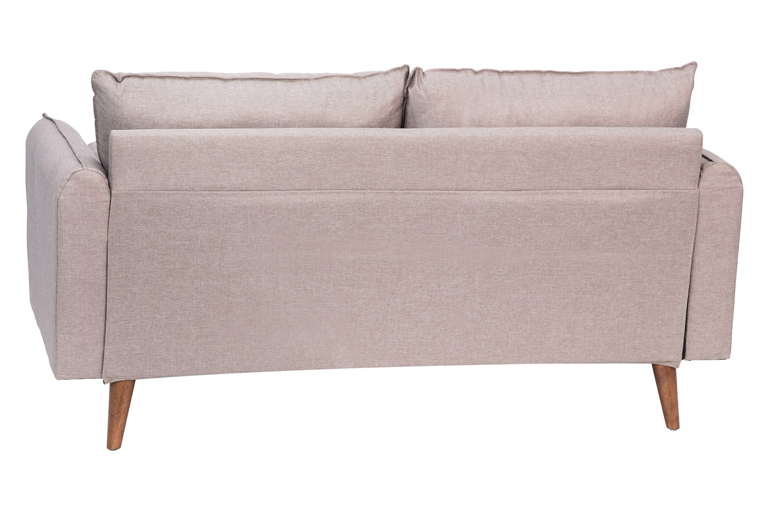 BLNK Evie Faux Linen Fabric Mid-Century Modern Loveseat Sofa with Solid Wood Legs - Taupe