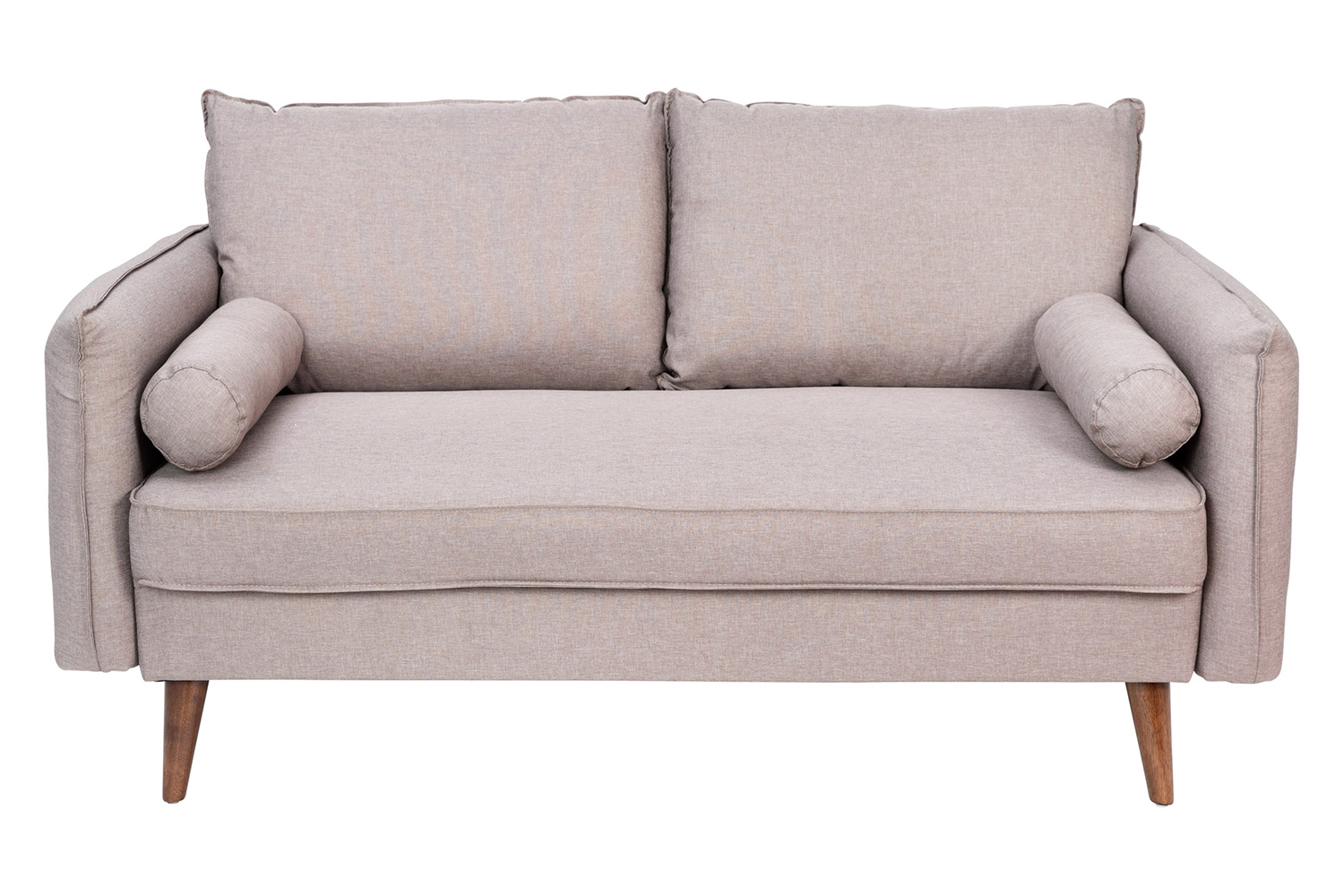 BLNK Evie Faux Linen Fabric Mid-Century Modern Loveseat Sofa with Solid Wood Legs - Taupe