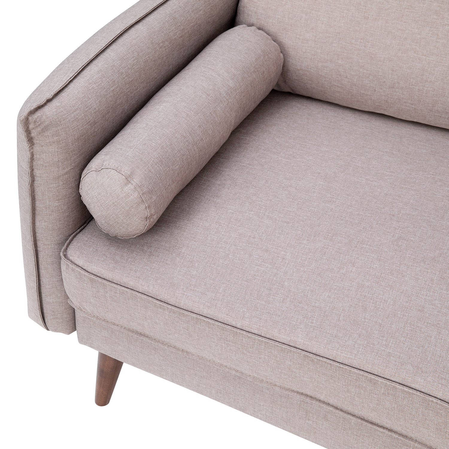 BLNK Evie Faux Linen Fabric Mid-Century Modern Loveseat Sofa with Solid Wood Legs - Taupe