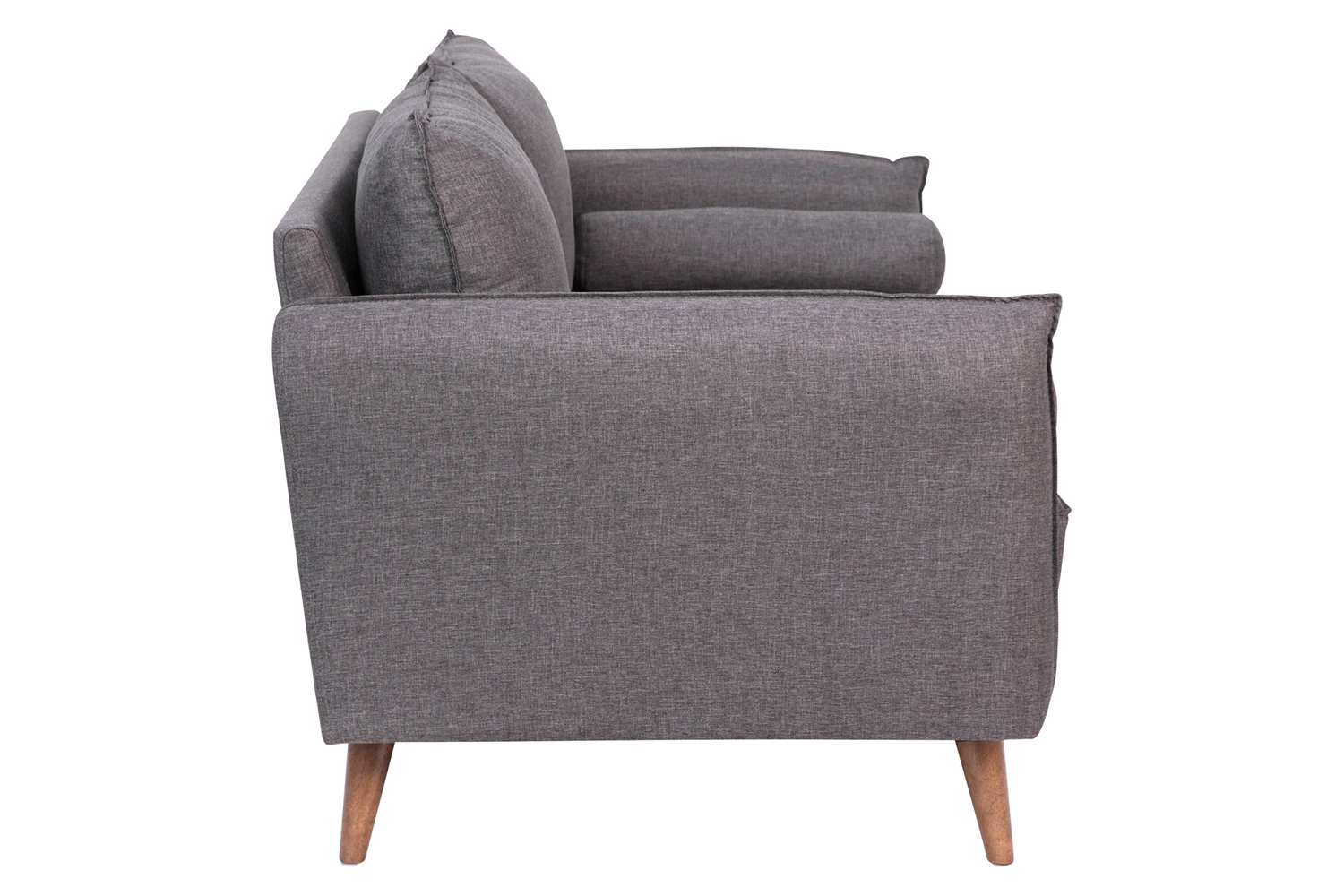 BLNK Evie Faux Linen Fabric Mid-Century Modern Loveseat Sofa with Solid Wood Legs - Stone Gray