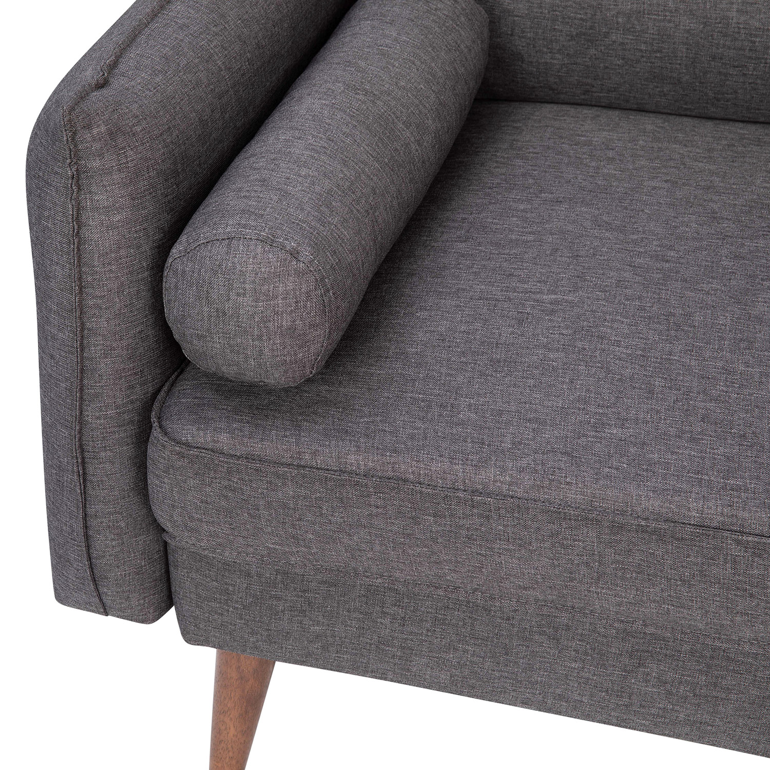 BLNK Evie Faux Linen Fabric Mid-Century Modern Loveseat Sofa with Solid Wood Legs - Stone Gray