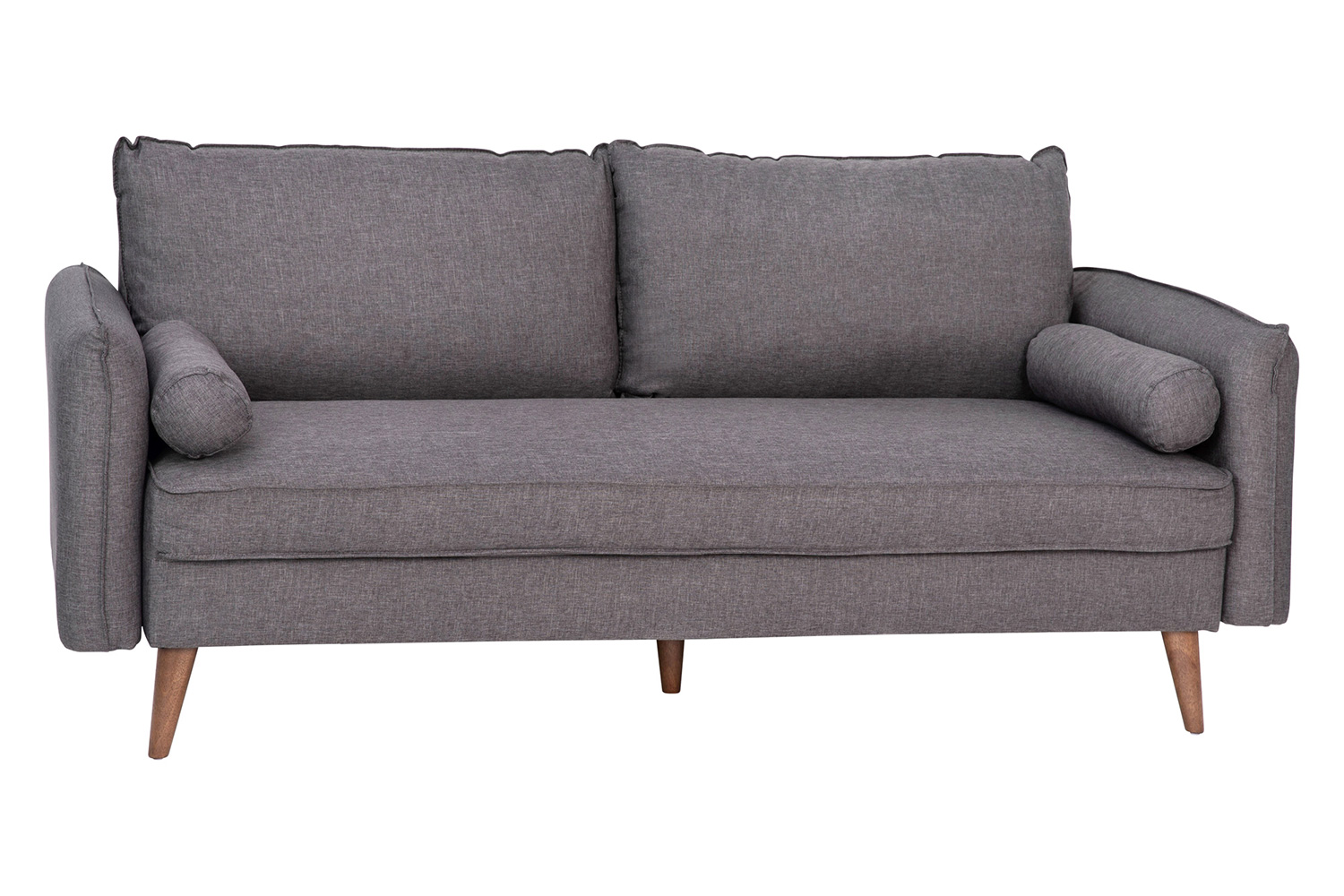 BLNK Evie Faux Linen Fabric Mid-Century Modern Sofa with Solid Wood Legs - Stone Gray